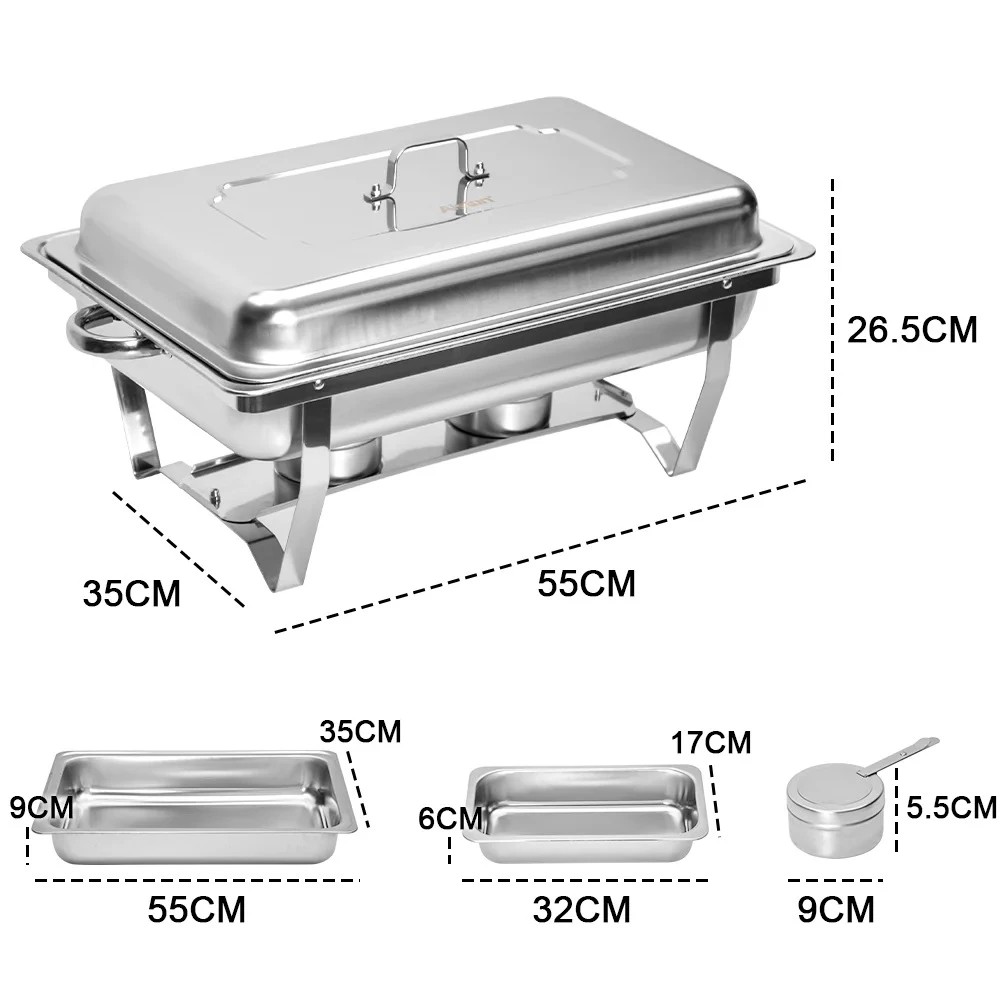2 Alston 3Lx3 Chafing Dish 410 Stainless Steel Buffet Warmer Catering Food Set - Silver, 2 of 3