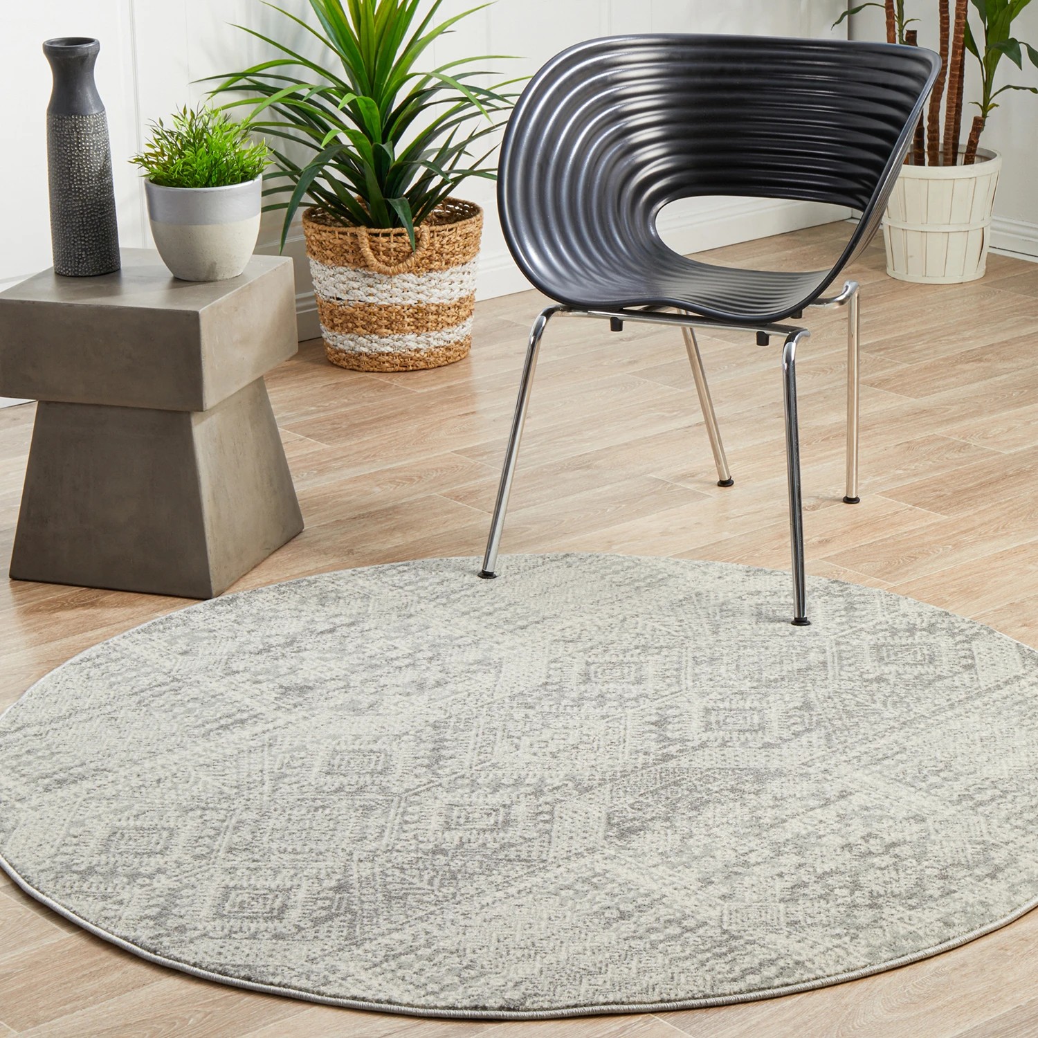 3 Common Ground Rugs Phantom 351 240x240cm - Large Round Power Loomed Pet Friendly Rug - Silver, 3 of 9