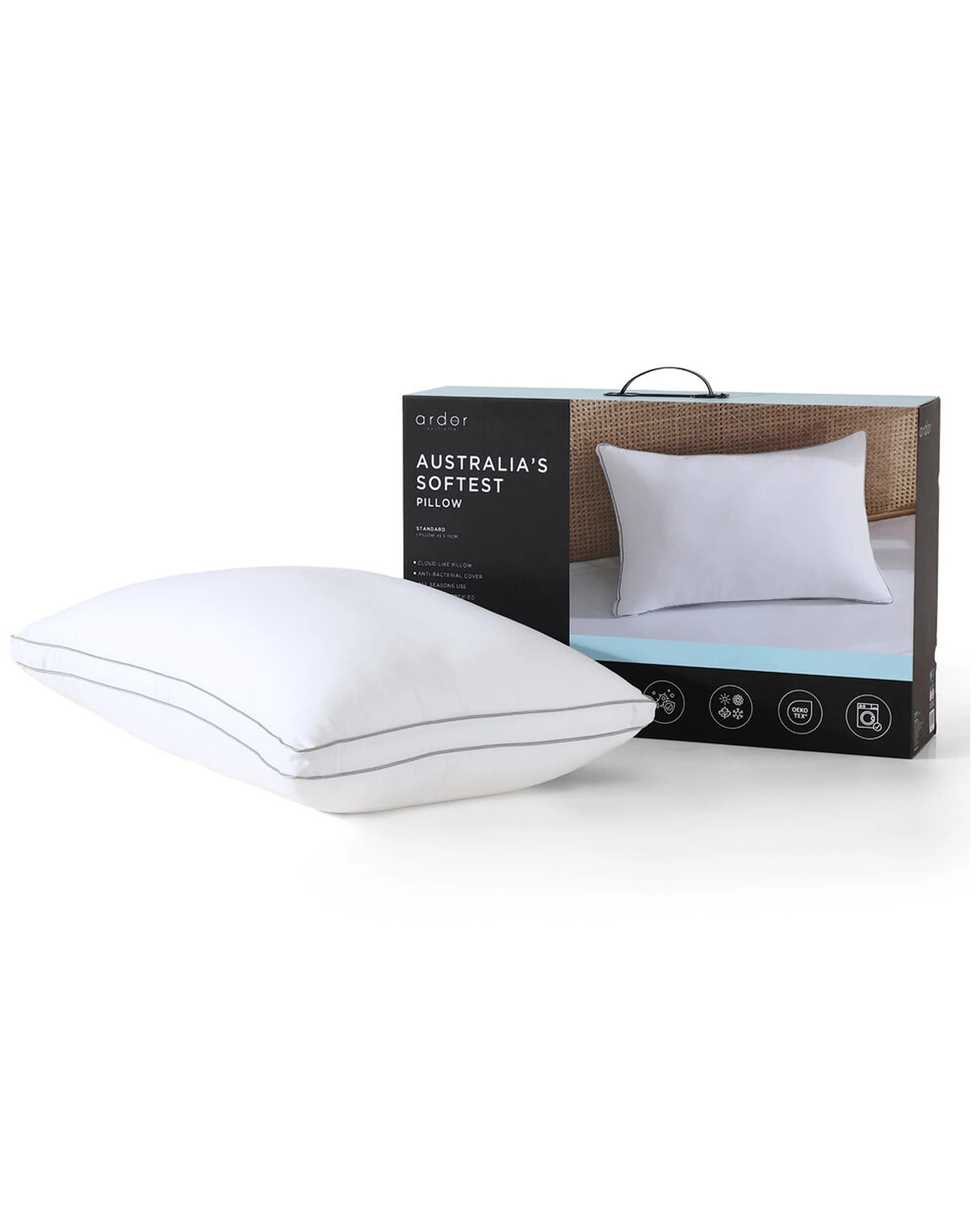 3 ARDOR Softest Pillow 48x73cm Rectangle Antibacterial Microfibre Polyester, 3 of 5