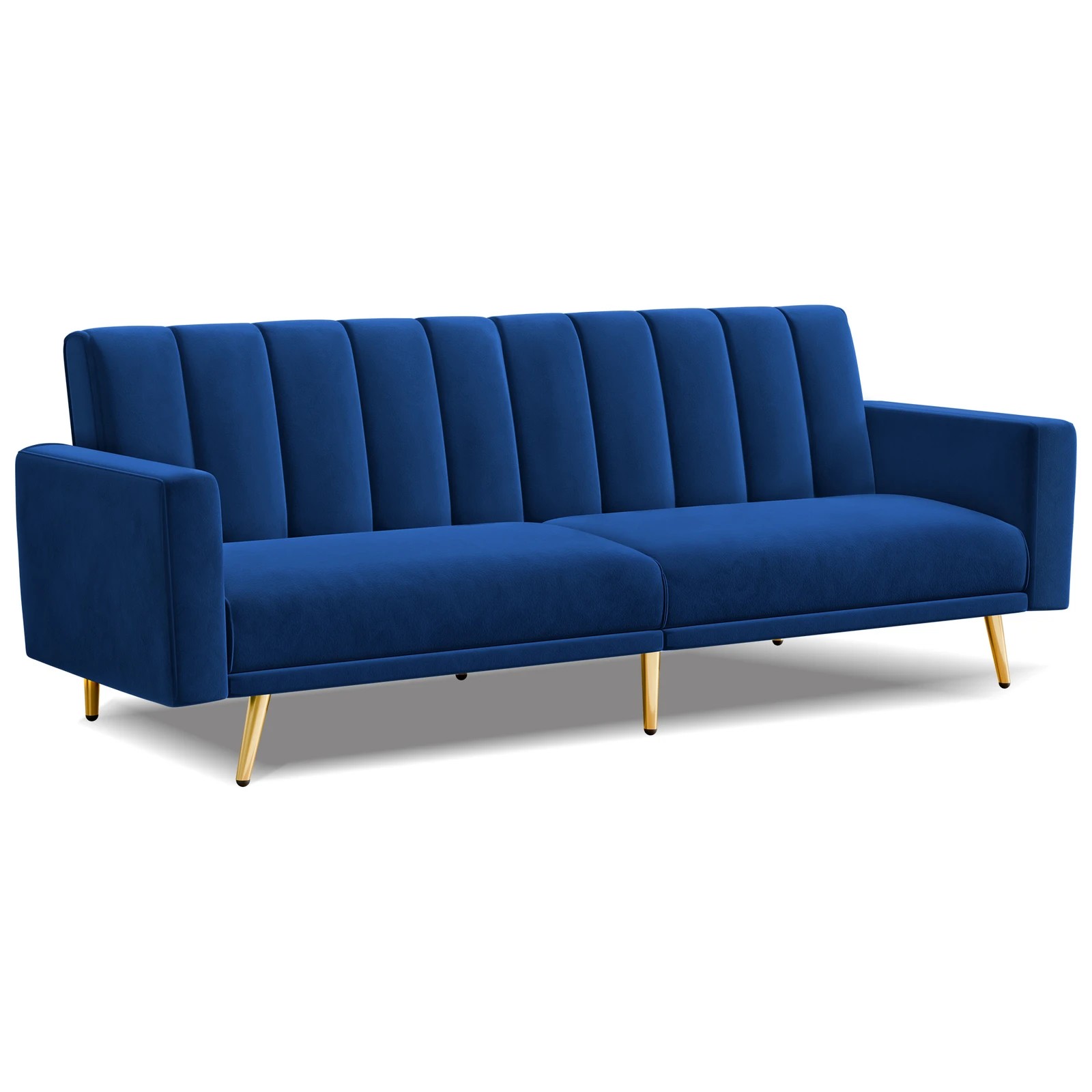 1 Alfordson Sofa Bed Couch 3 Seater Lounge Velvet - Blue, 1 of 9