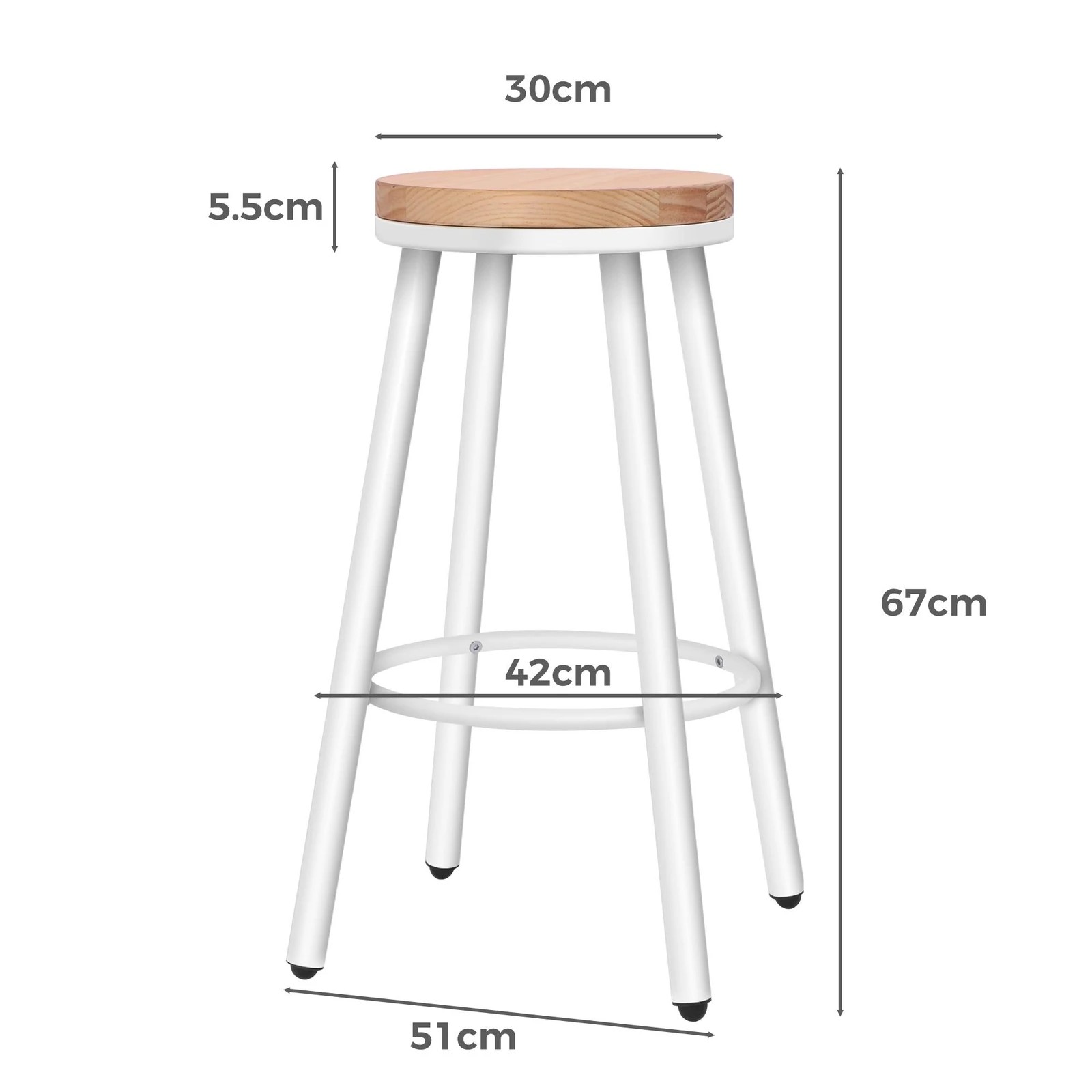 6 Alfordson 2x Bar Stools Retro Kitchen Vintage Chair Industrial Rocio - White, 6 of 10