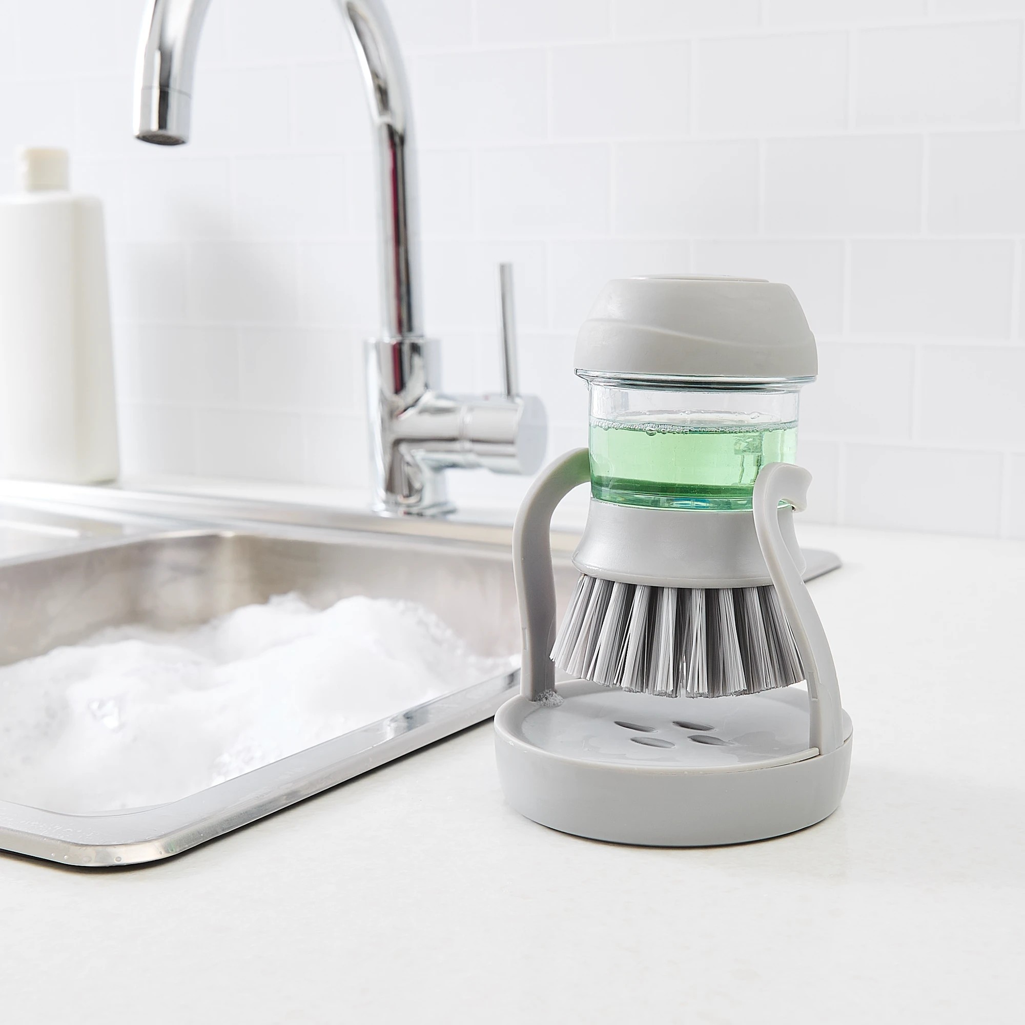 1 Soap Dispenser Dish Brush with Holder, 1 of 10