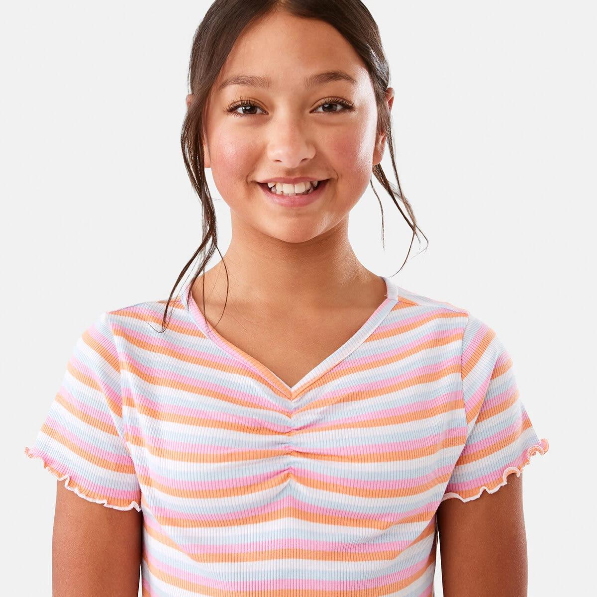 3 Ruched V-Neck Top Strpe Mlti, 3 of 10