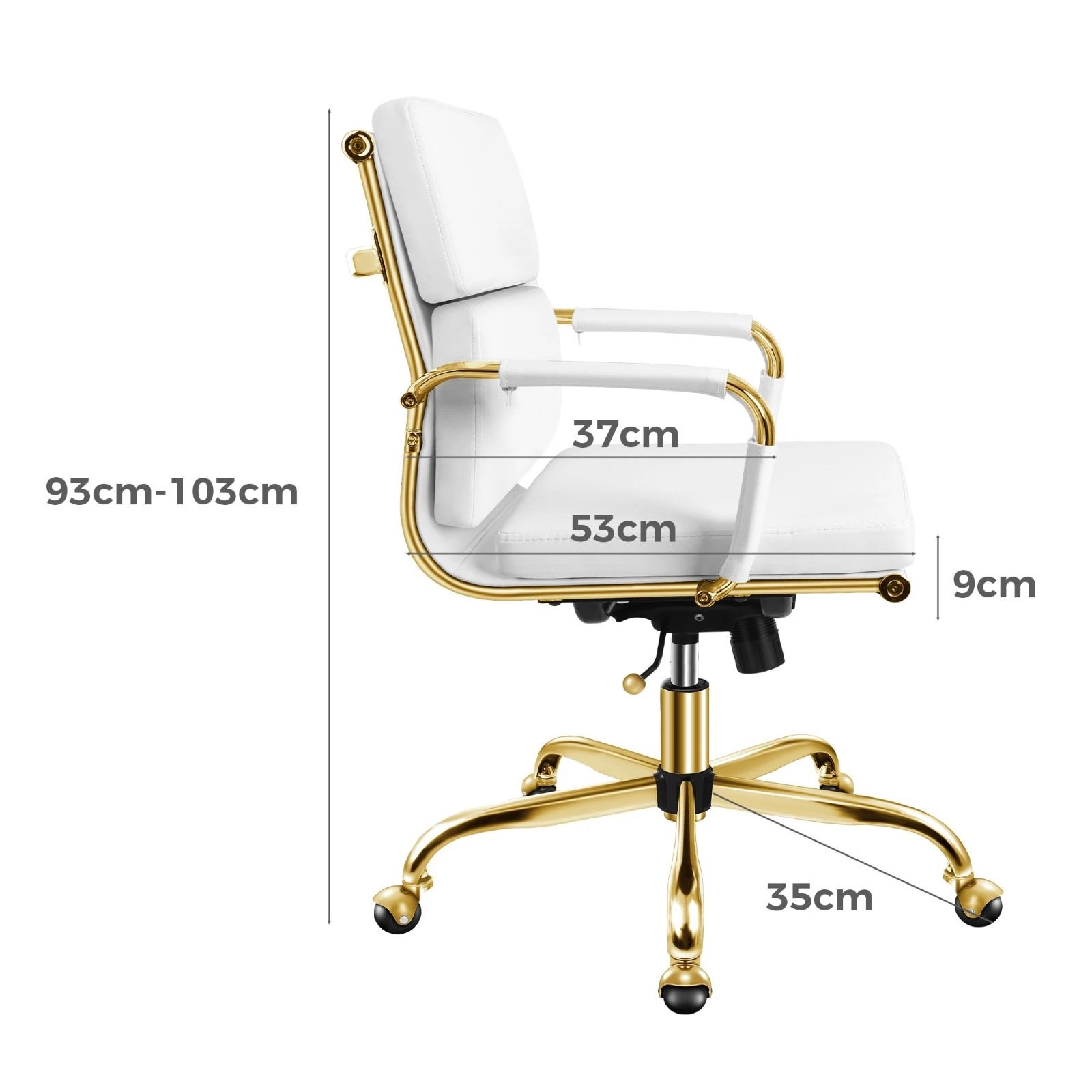 9 Alfordson Office Chair Ergonomic Paddings Executive Computer Work Seat Mid Back - White, 9 of 10