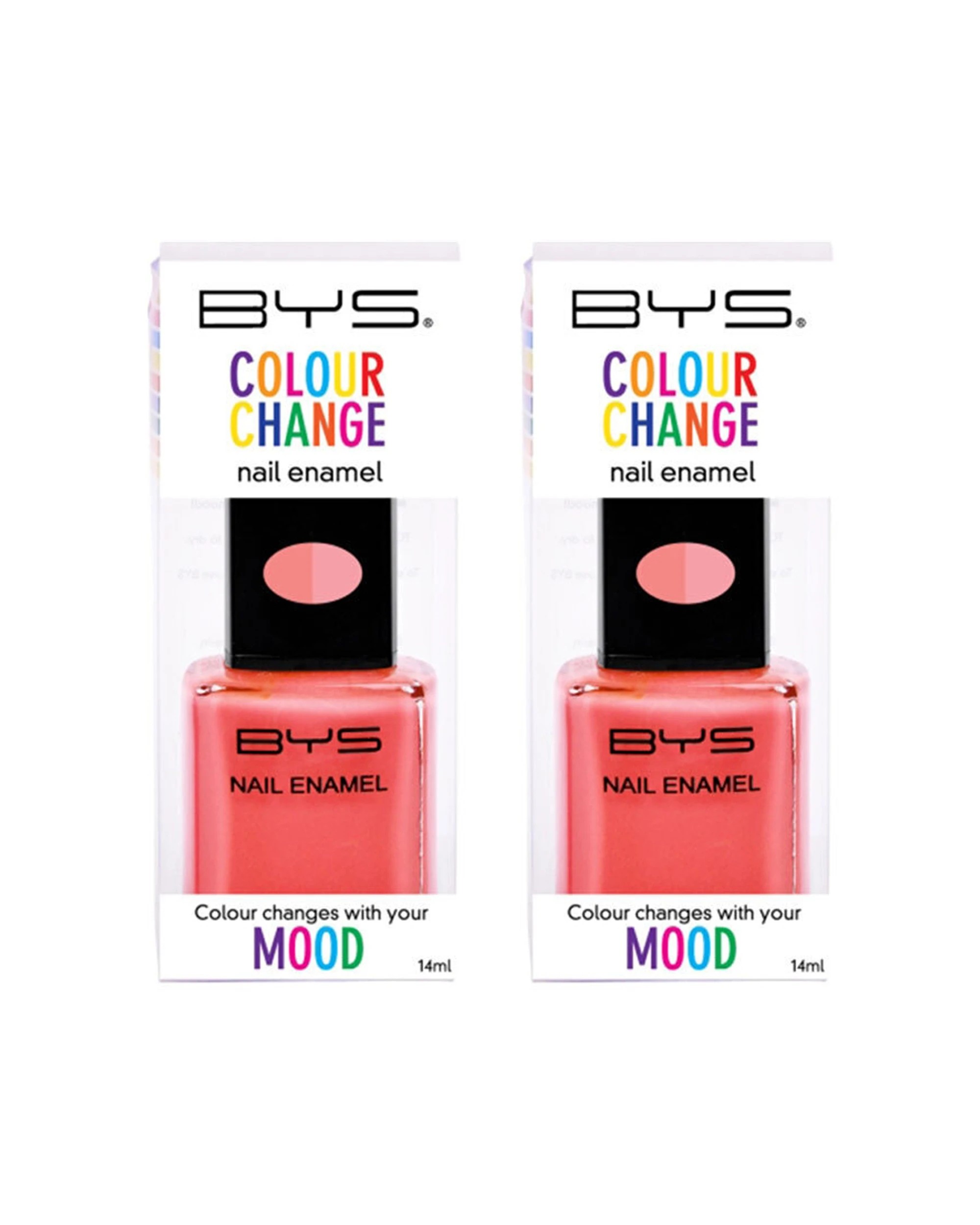 1 BYS 2PK BYS Colour Change Nail Polish Long Wearing Chip Resistant Salmon - Multi, 1 of 1