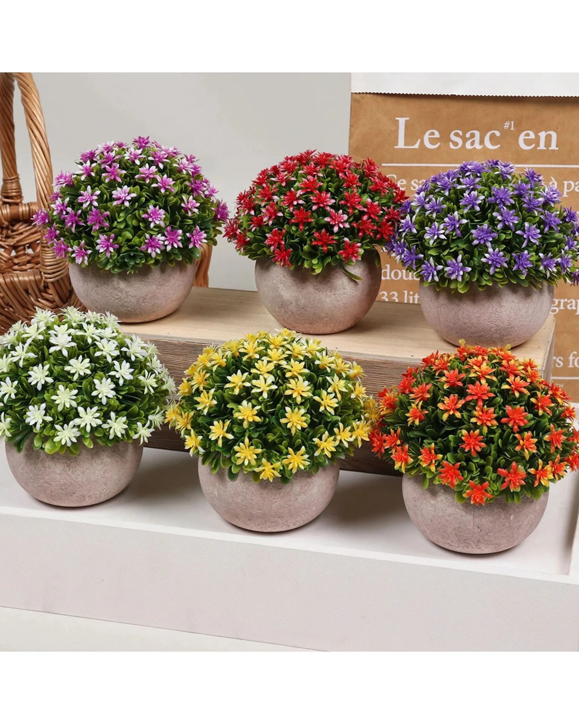 4 Party Maker Artificial Round Potted Flower - Purple, 4 of 4