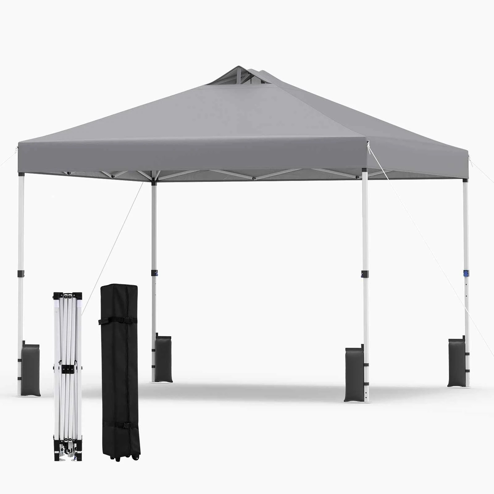 1 Costway 3x3M Pop Up Canopy Tent Instant Gazebo Metal Portable Sunshade Shelter - Grey, 1 of 2