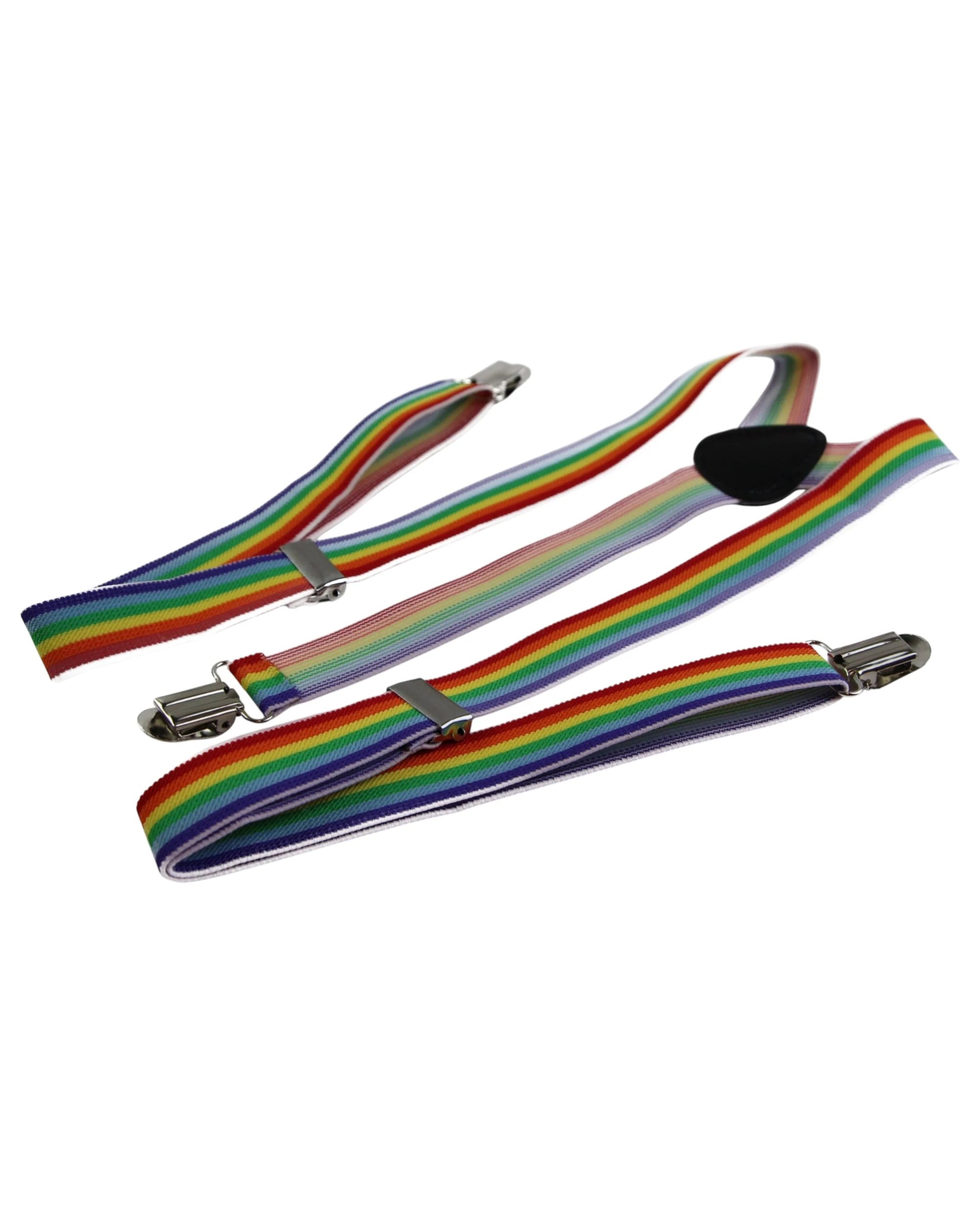 2 Zasel Mens Adjustable Mens Adjustable Rainbow Striped Patterned Suspenders - Multi, 2 of 4