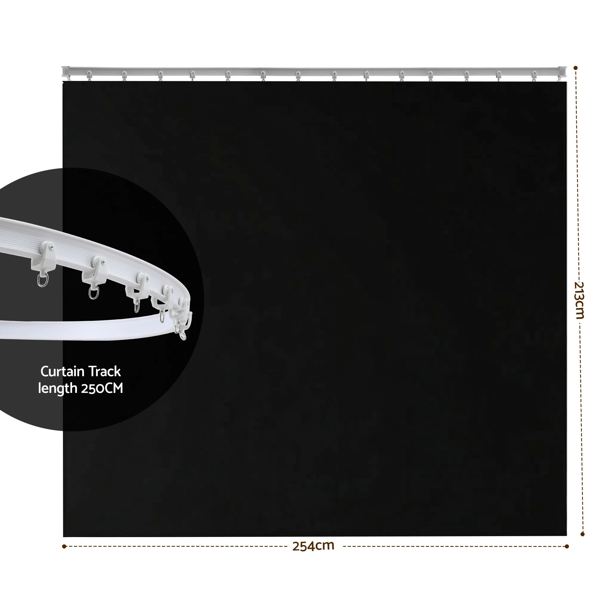 2 Artiss Room Divider Curtain Ceiling Mounted Track Sets Flexible - Black, 2 of 2