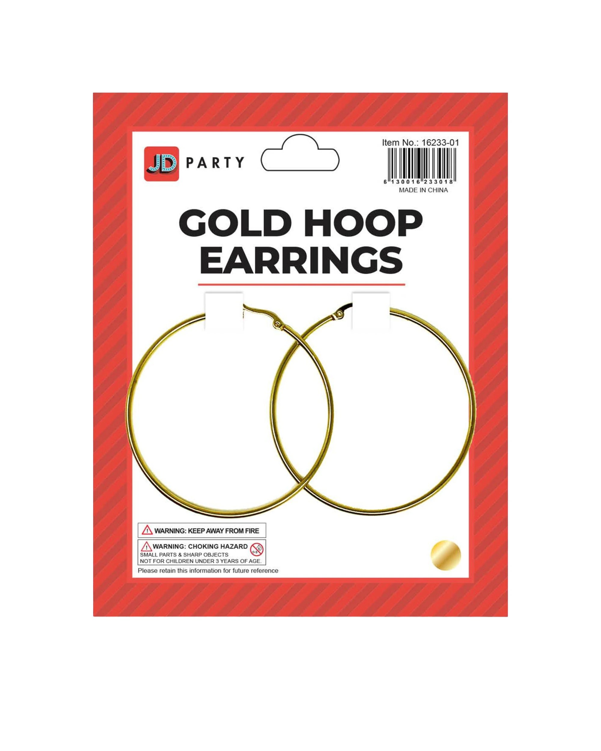 1 JD Party Gold Hoop Earrings Classic Party Accessory - Gold, 1 of 1