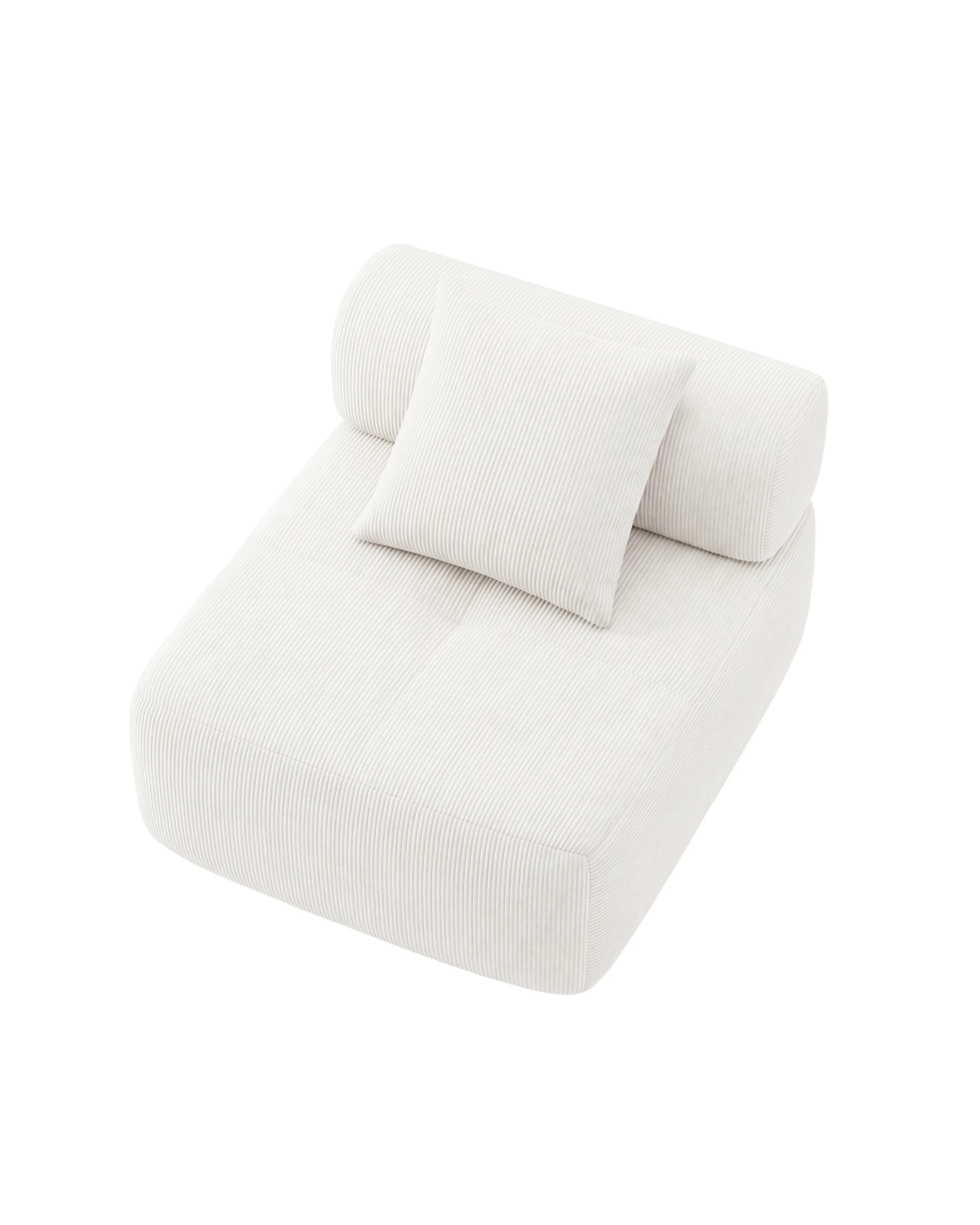 1 Advwin Armless Corduroy Fabric Modular Sponge Cloud Sofa Chair - Beige, 1 of 4