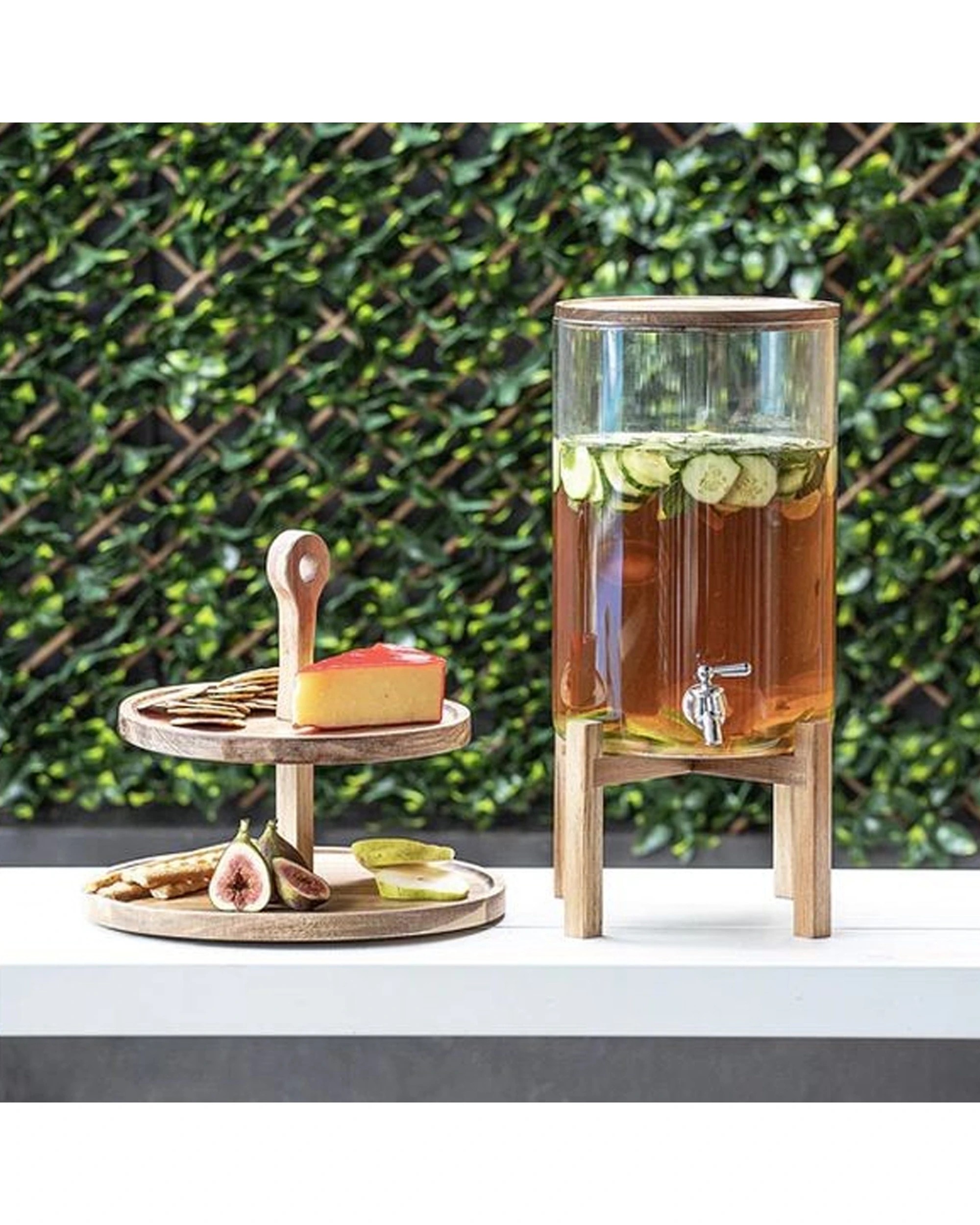 3 LADELLE Gather 8L Glass Drink Jug Dispenser With Timber Lid Borosilicate - Multi, 3 of 3