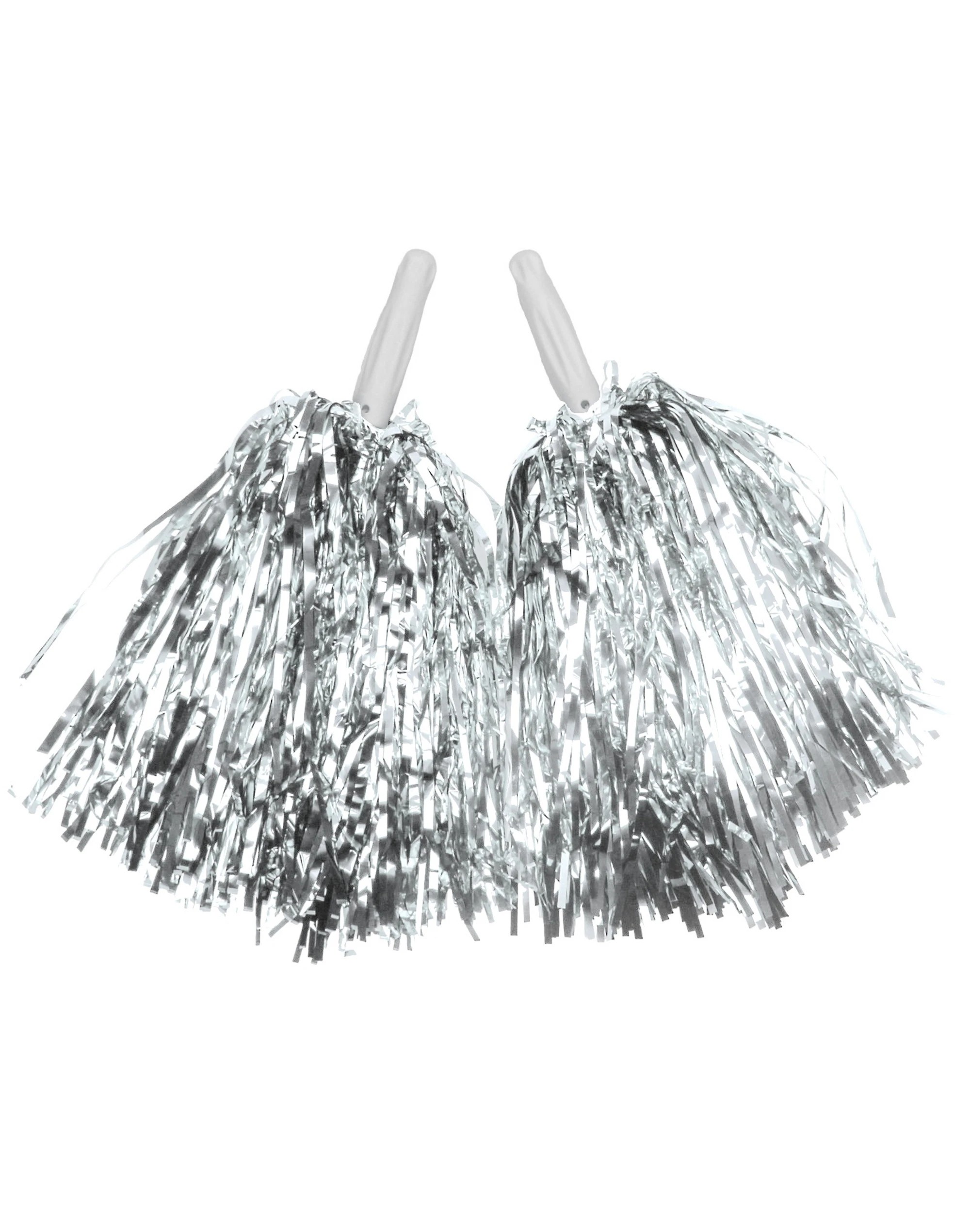1 Party Planet Metallic Silver Foil Pom Poms Set of 2 - Silver, 1 of 1