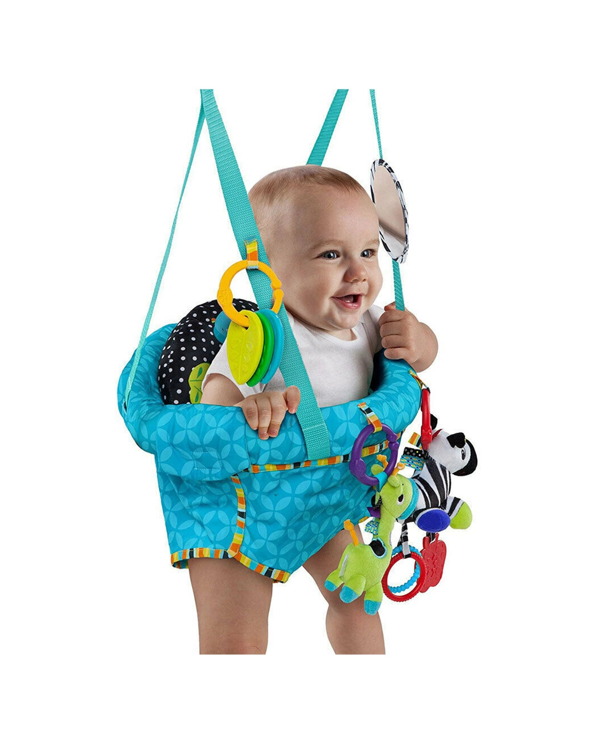 7 Bright Starts Baby Bounce N Spring Deluxe Door Clamp Jumper With Plush Toys Mirror
 - Multi, 7 of 7
