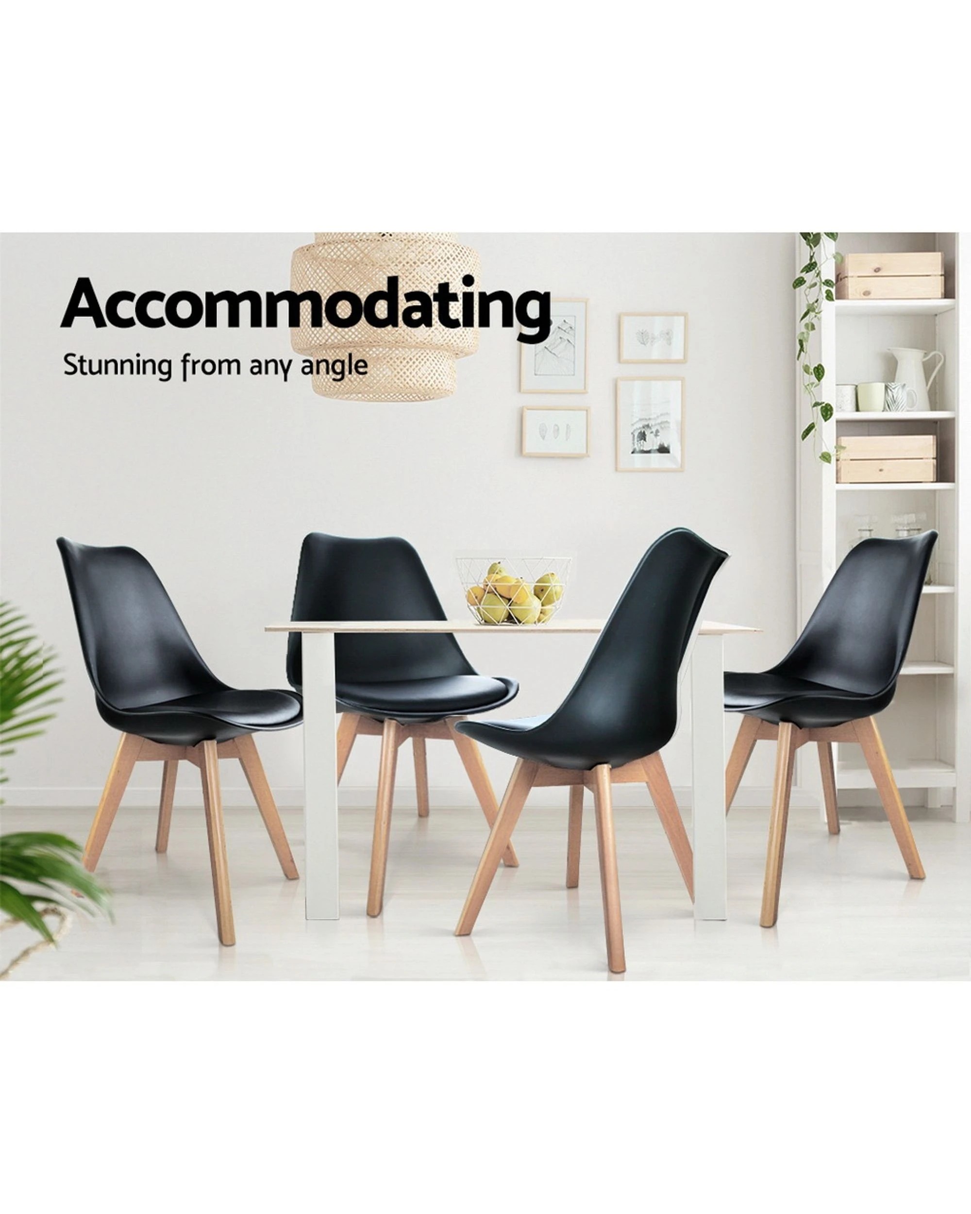 3 Artiss Dining Chairs Set Of 4 Leather Plastic Dsw Replica
 - Black, 3 of 3