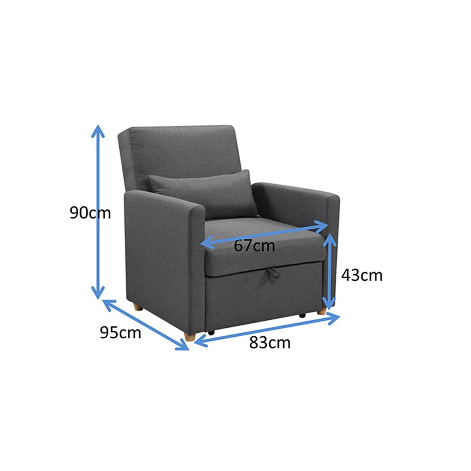 7 Foret Single Seater Pull-out Sofa Bed Lounge Adjustable Couch Furniture Recliner, 7 of 7