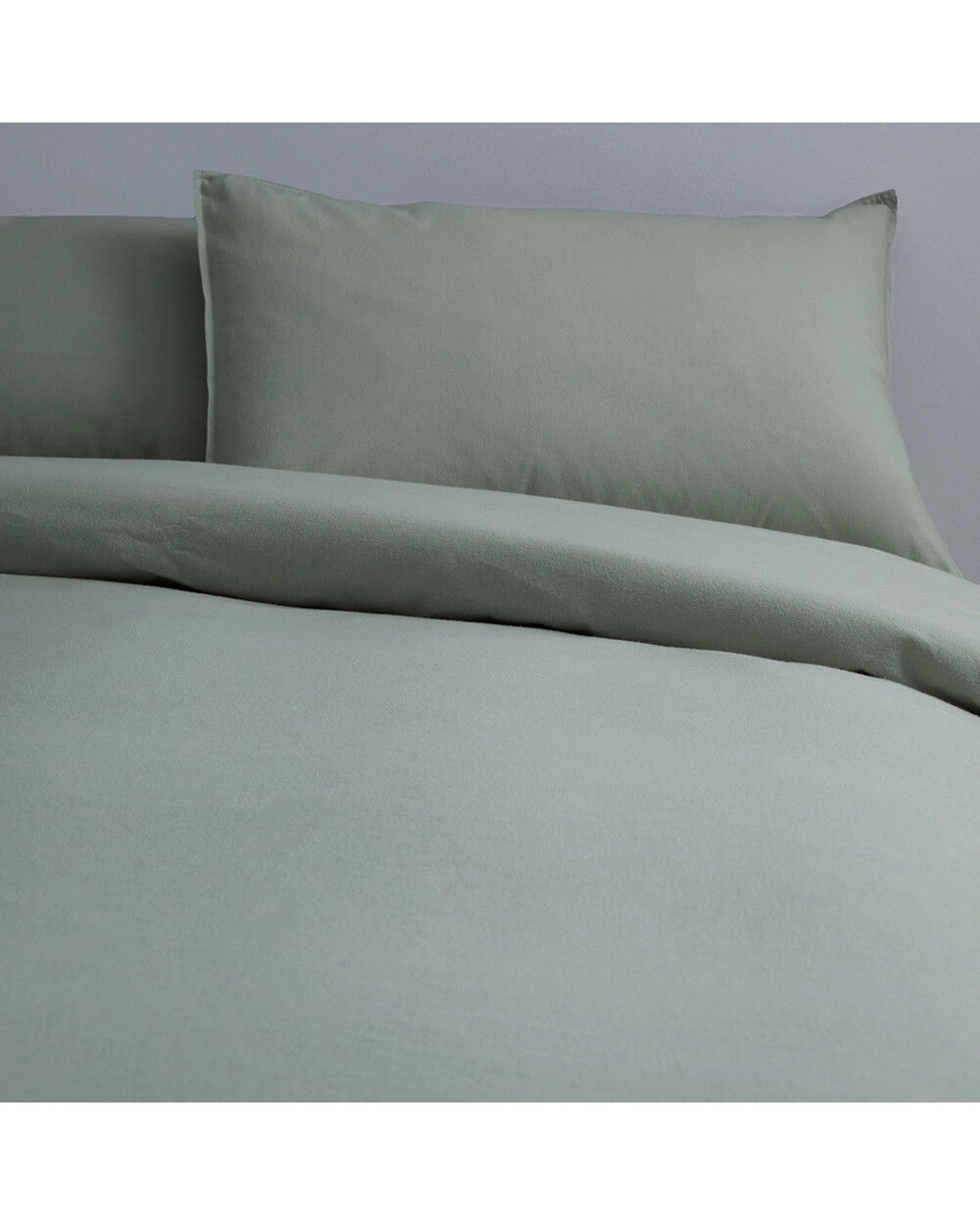 1 Canningvale Cozi Cotton Flannelette Quilt Bed Bedding Cover Set Mineral Single - Green, 1 of 5