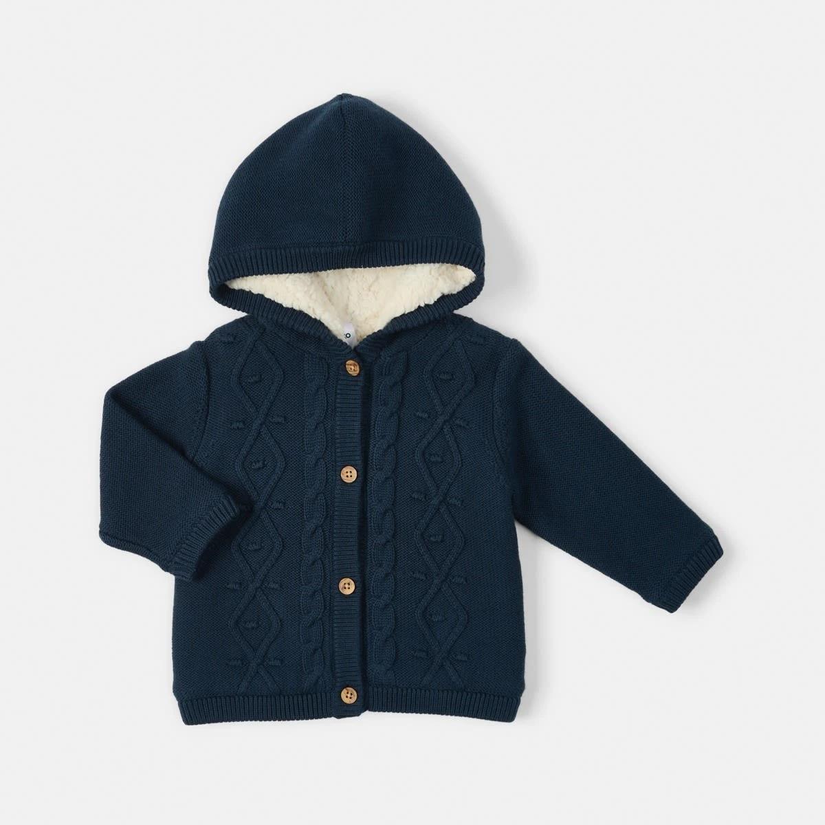 1 Sherpa Cable Cardigan Dress Navy, 1 of 3