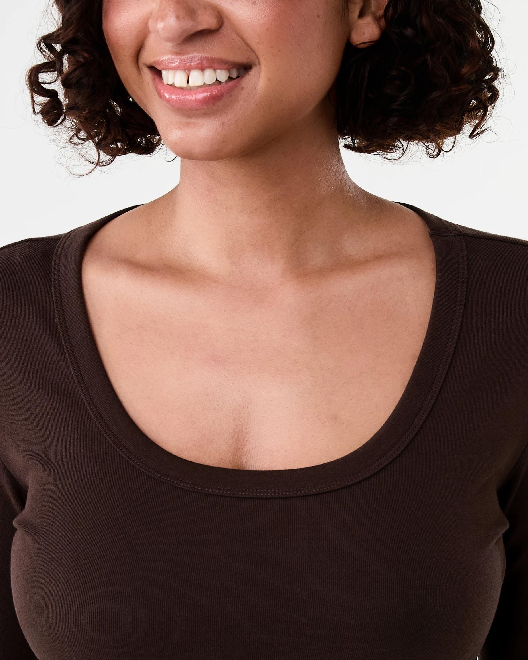 4 Long Sleeve Rib Scoop Neck T-shirt Melt Brown, 4 of 4