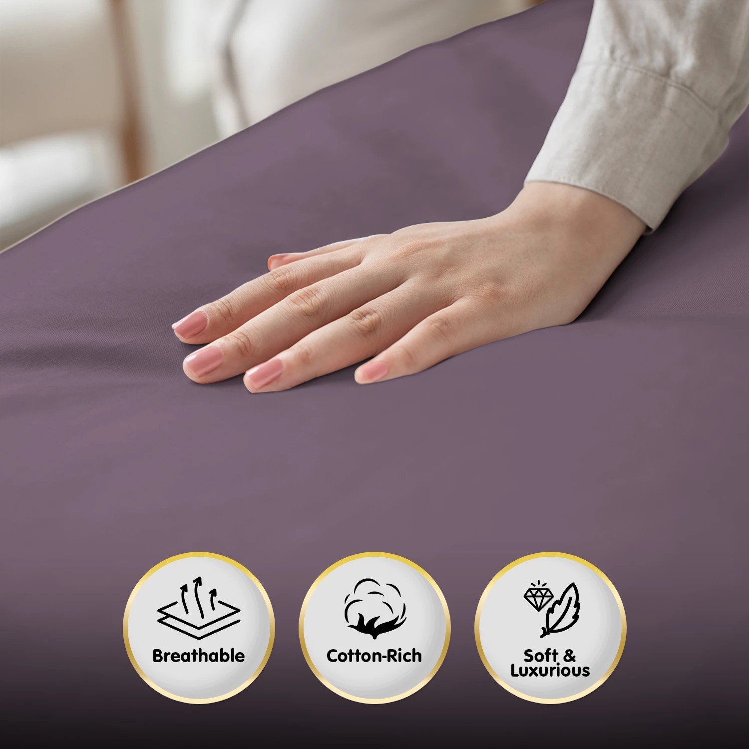 4 4pc 1000 Thread Count Cotton Rich Sheet Gift Pack Cvc Microfibre Blend In Lilac
 - King Bed, 4 of 8