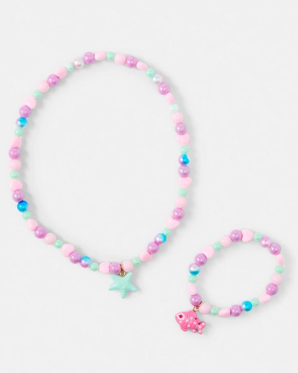 2 Pack Starfish Necklace and Bracelet Set - Purple