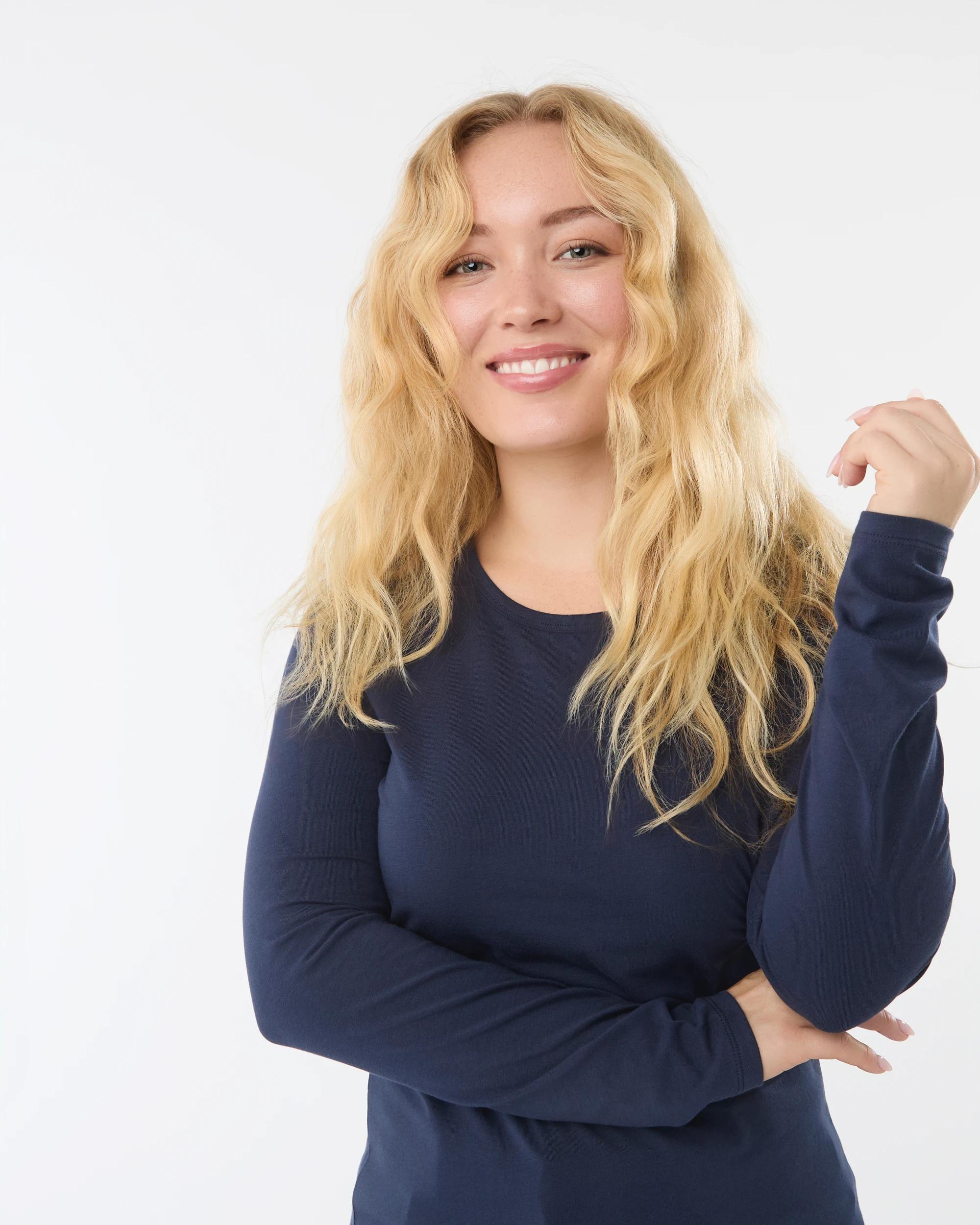 5 Long Sleeve Stretch Crew Neck T-shirt Navy Blaze, 5 of 6