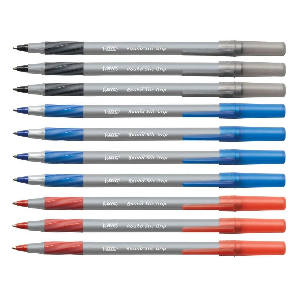 2 BIC Round Stic Comfort Grip Ballpoint Pens Assorted 10 Pack, 2 of 5