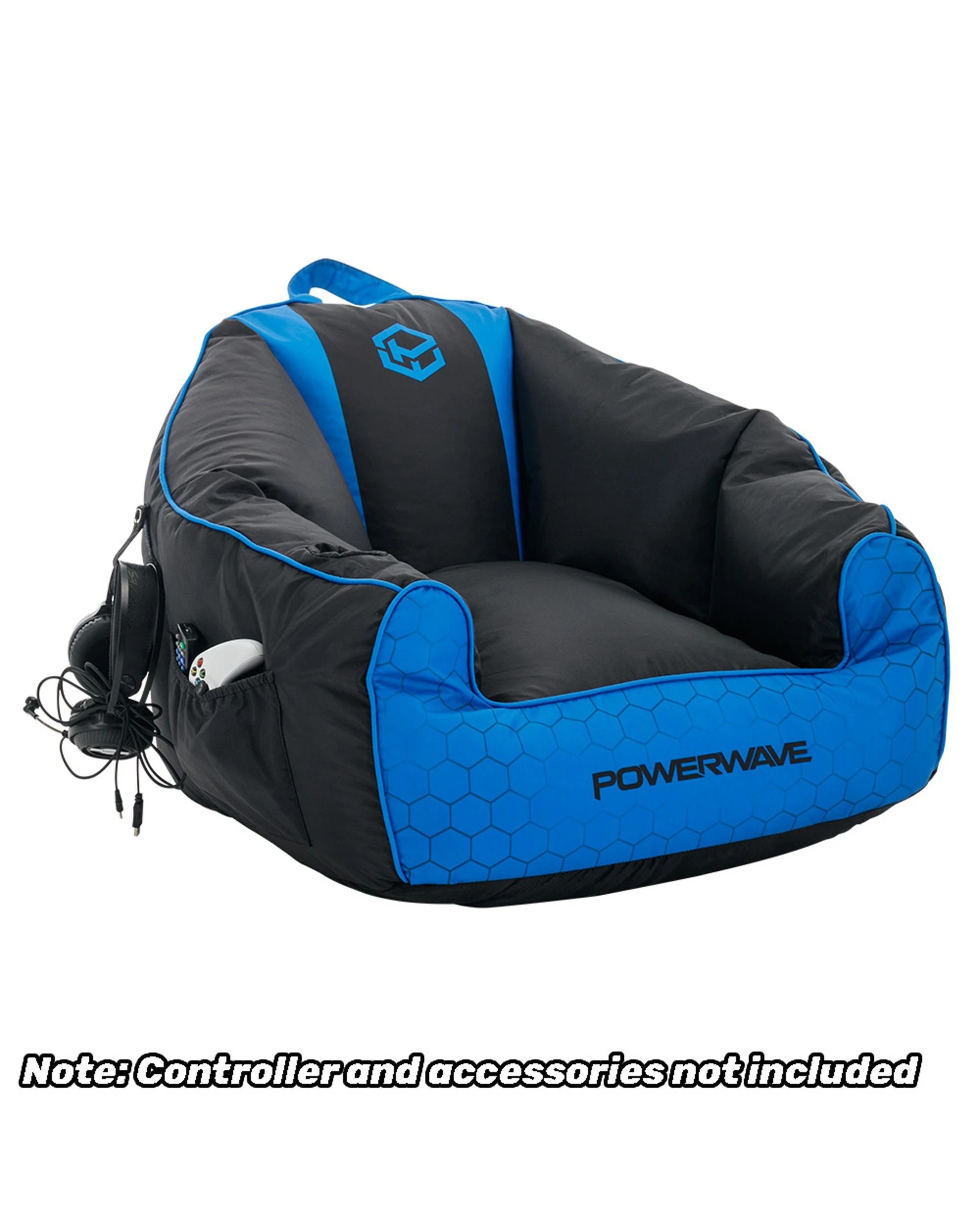 3 Powerwave PUFF Gaming Bean Bag Chair - Blue, 3 of 7