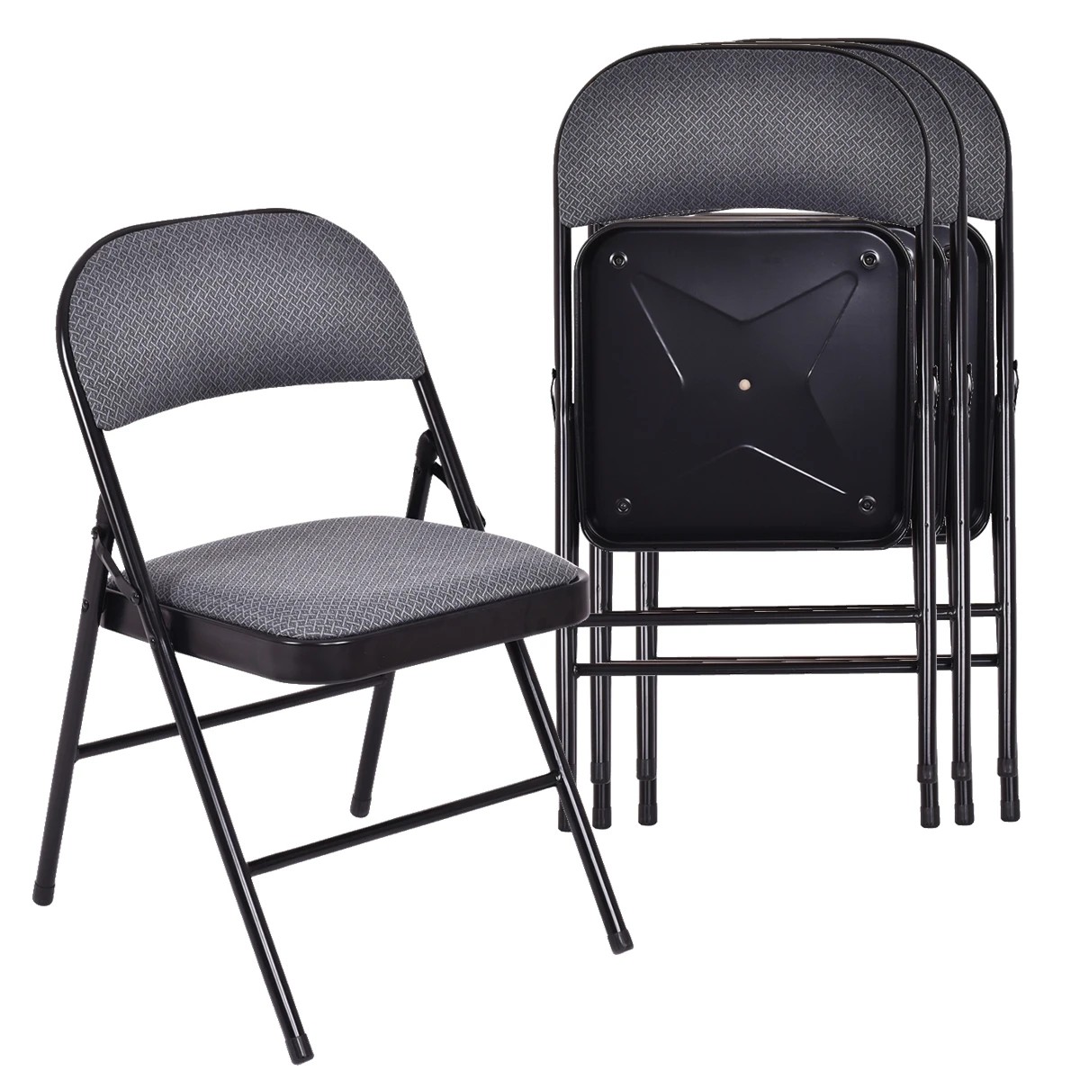 1 Costway 4x Outdoor Chairs Folding Dining Chair Armchairs Camping Patio Garden, 1 of 1