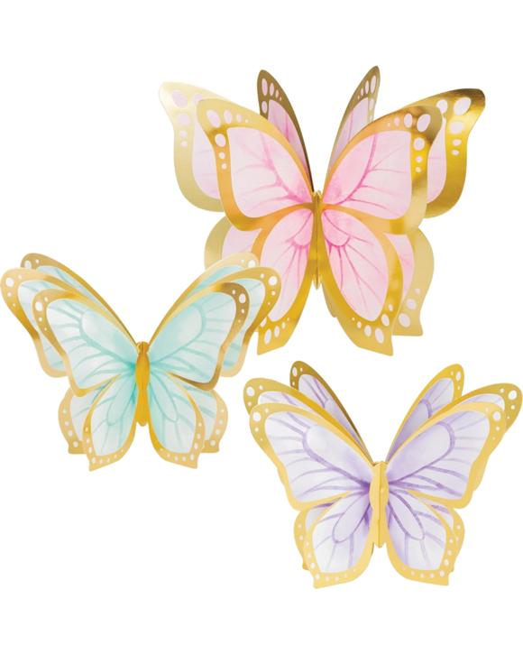 Creative Converting Butterfly Shimmer Centrepieces Pack of 3     
.