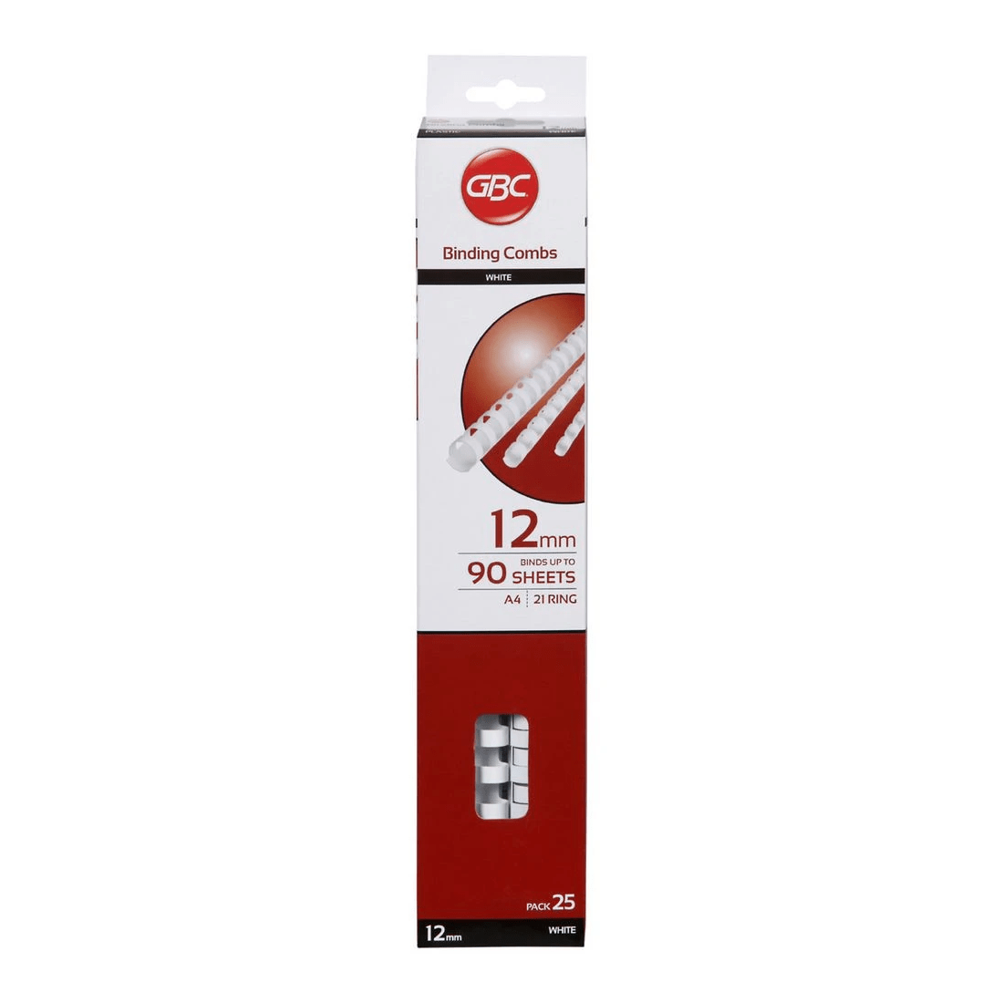 1 GBC Binding Comb 21 Loop Plastic 12mm White 25 Pack, 1 of 3