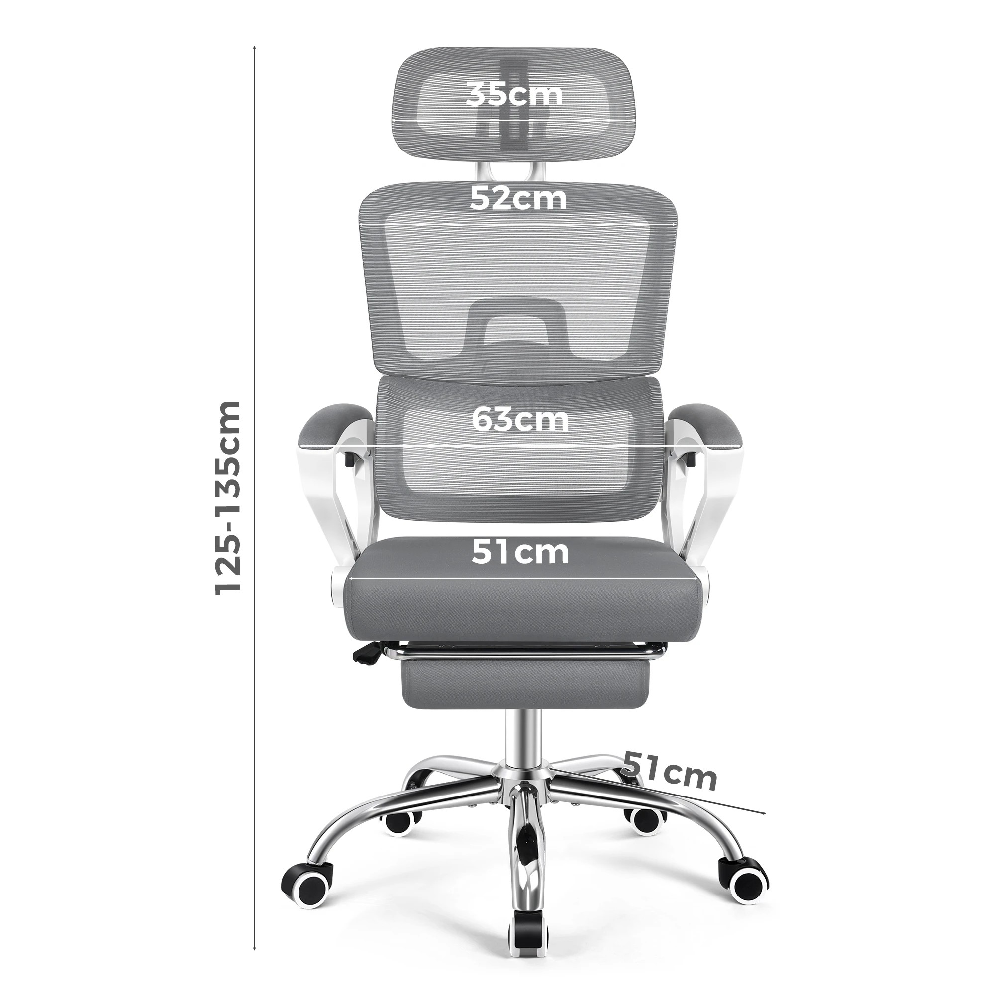 8 Alfordson Mesh Office Chair Racing Ergonomic Executive Computer Recliner Work - White Grey, 8 of 10