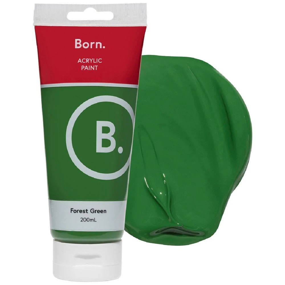 1 Born Acrylic Paint 200mL Forest Green, 1 of 3