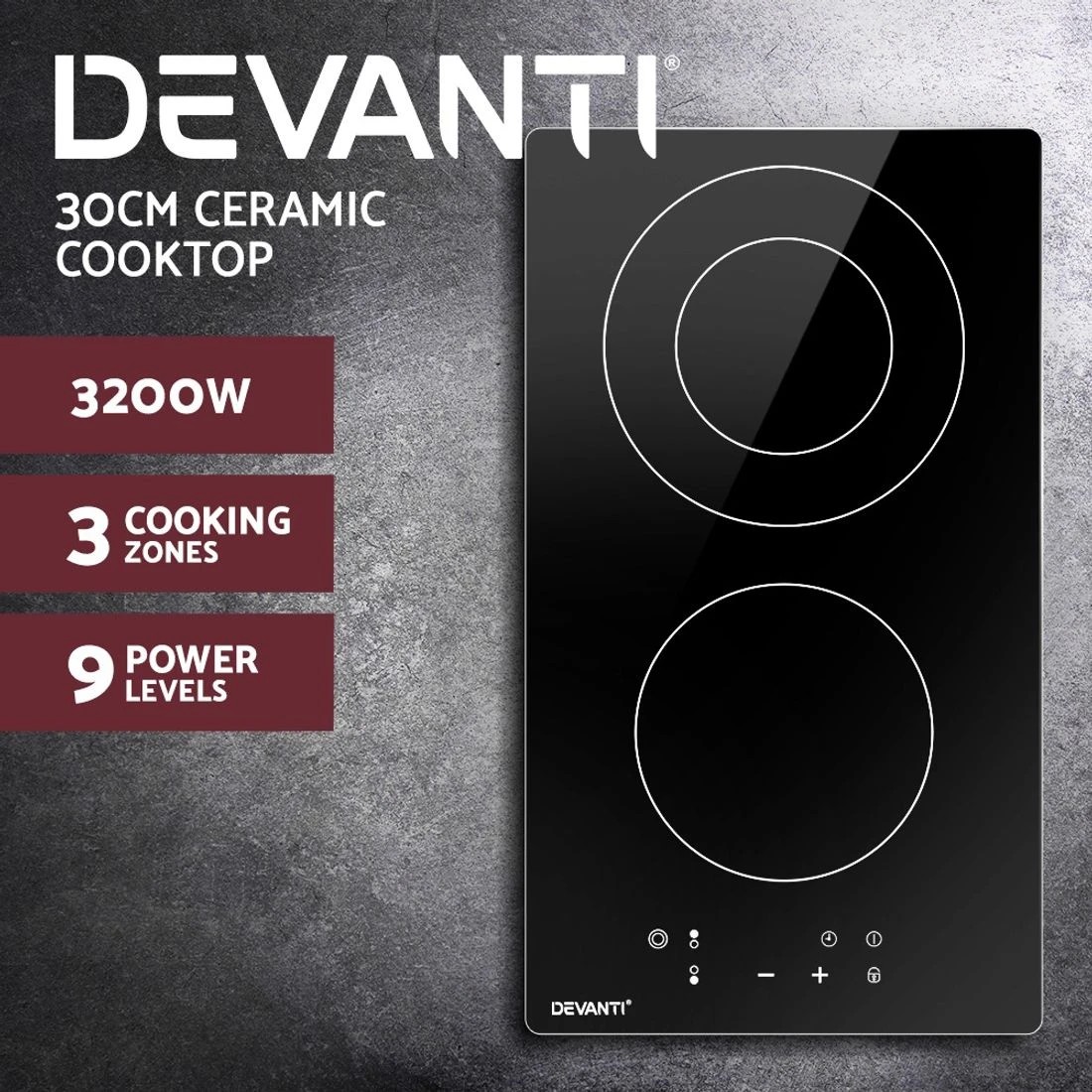 4 Devanti Electric Ceramic Cooktop 30cm - Black, 4 of 7