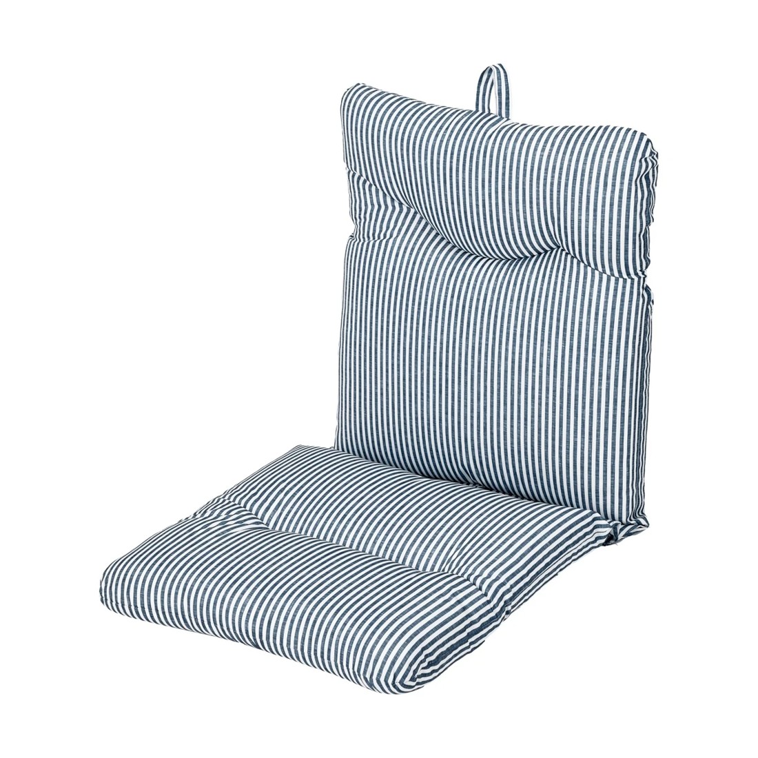 1 Outdoor High Back Cushion - Blue Stripe, 1 of 10