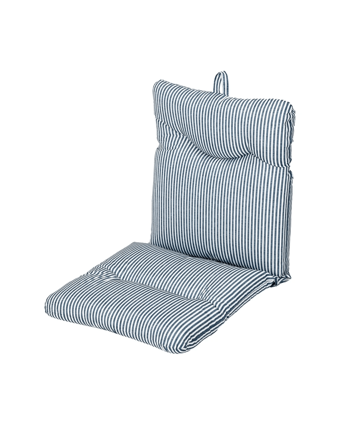 1 Outdoor High Back Cushion - Blue Stripe, 1 of 10