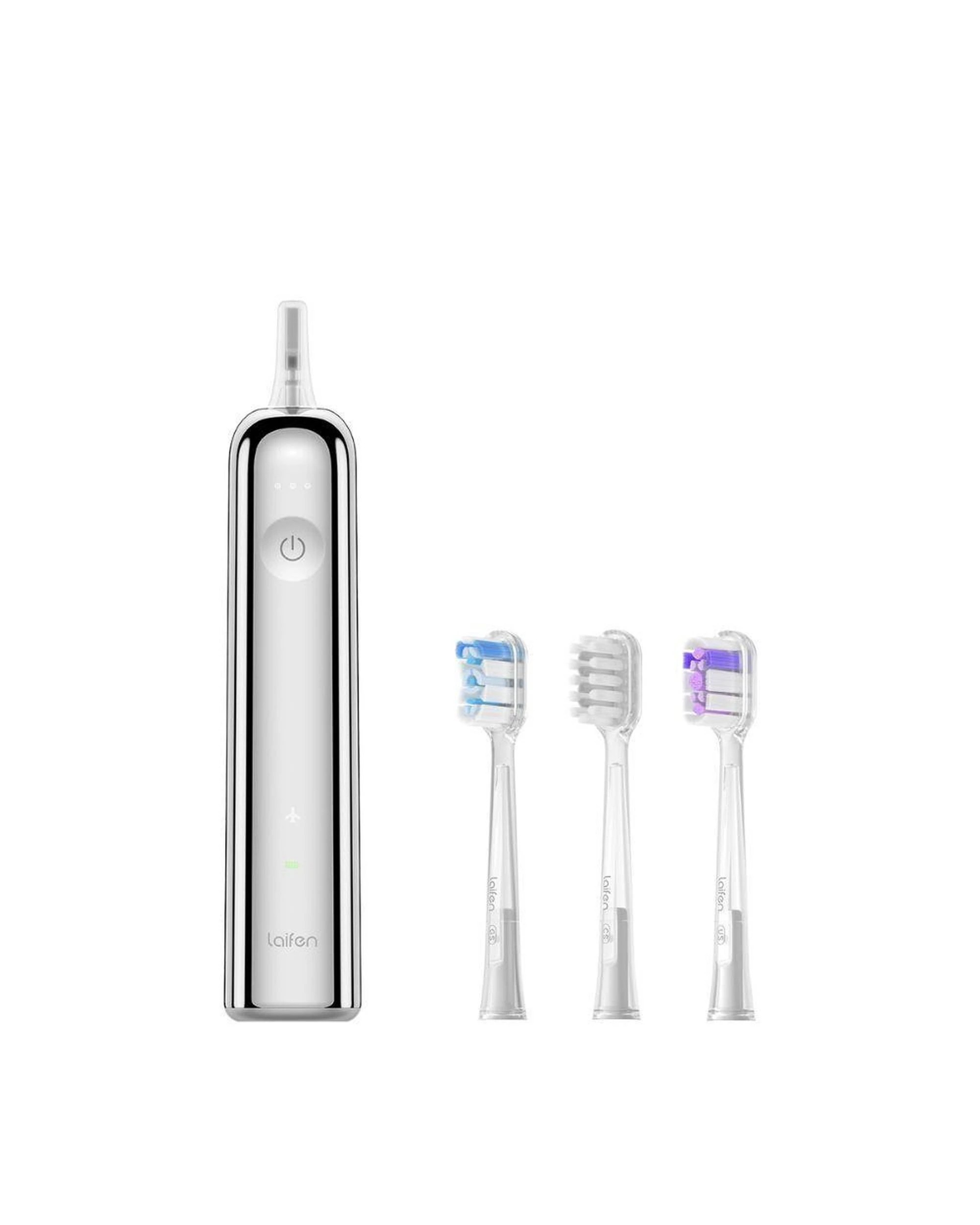 2 Laifen Wave Electric Toothbrush Stainless Steel 60 Degree Oscillation App USB C 3 Brush Heads, 2 of 3