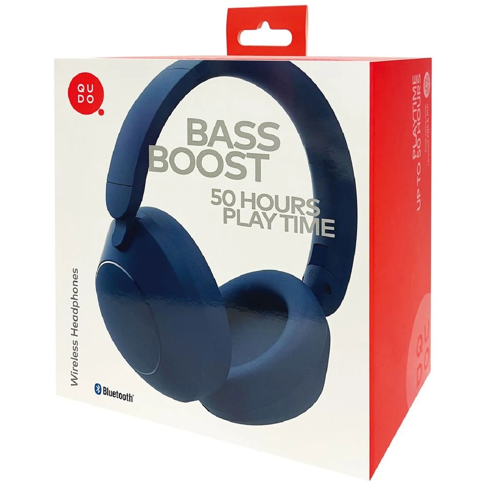 8 Qudo Wireless Bass Boost Headphones Navy, 8 of 8