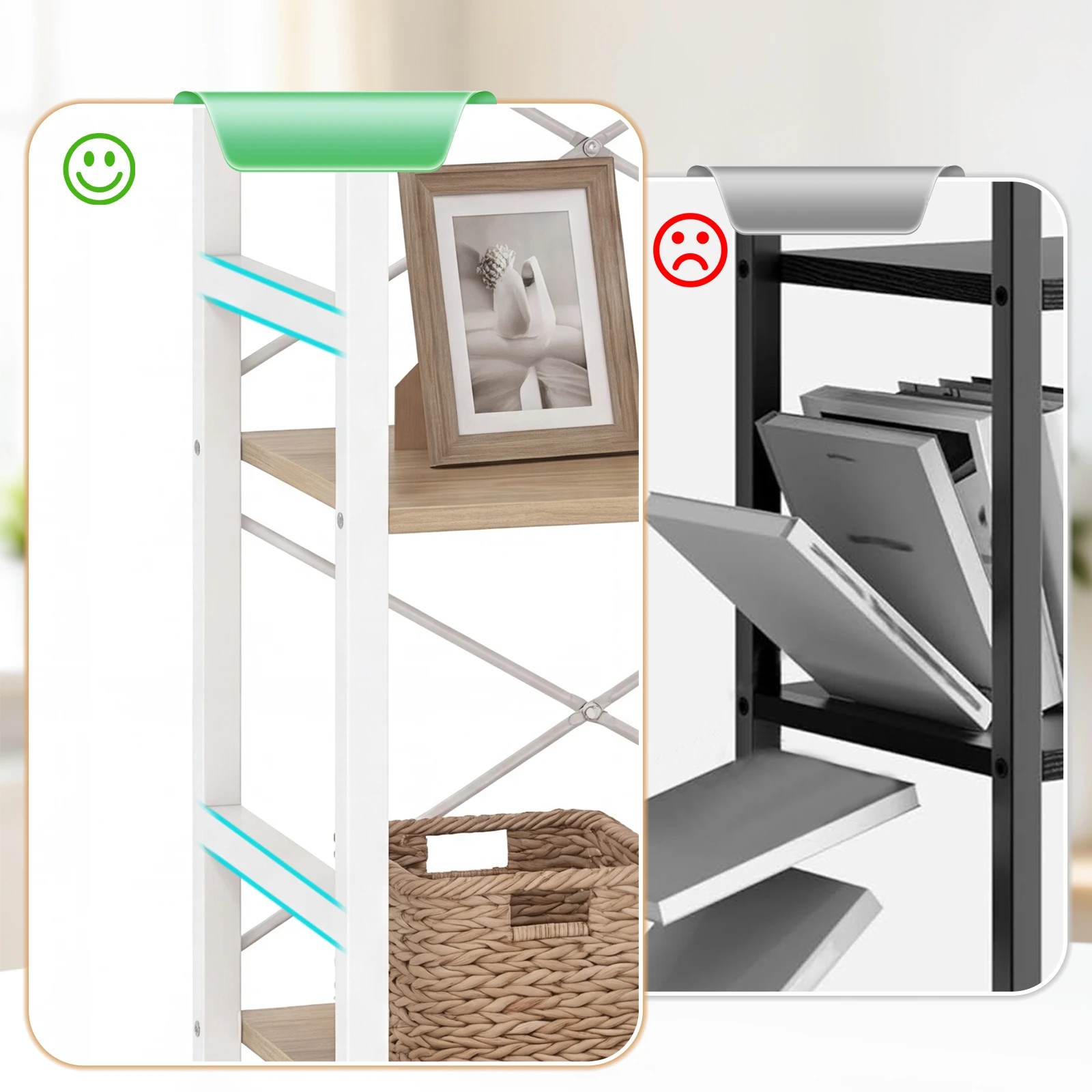 6 Costway 4-Tier Bookshelf Bookcase Metal Display Rack Open Shelves - Natural, 6 of 7