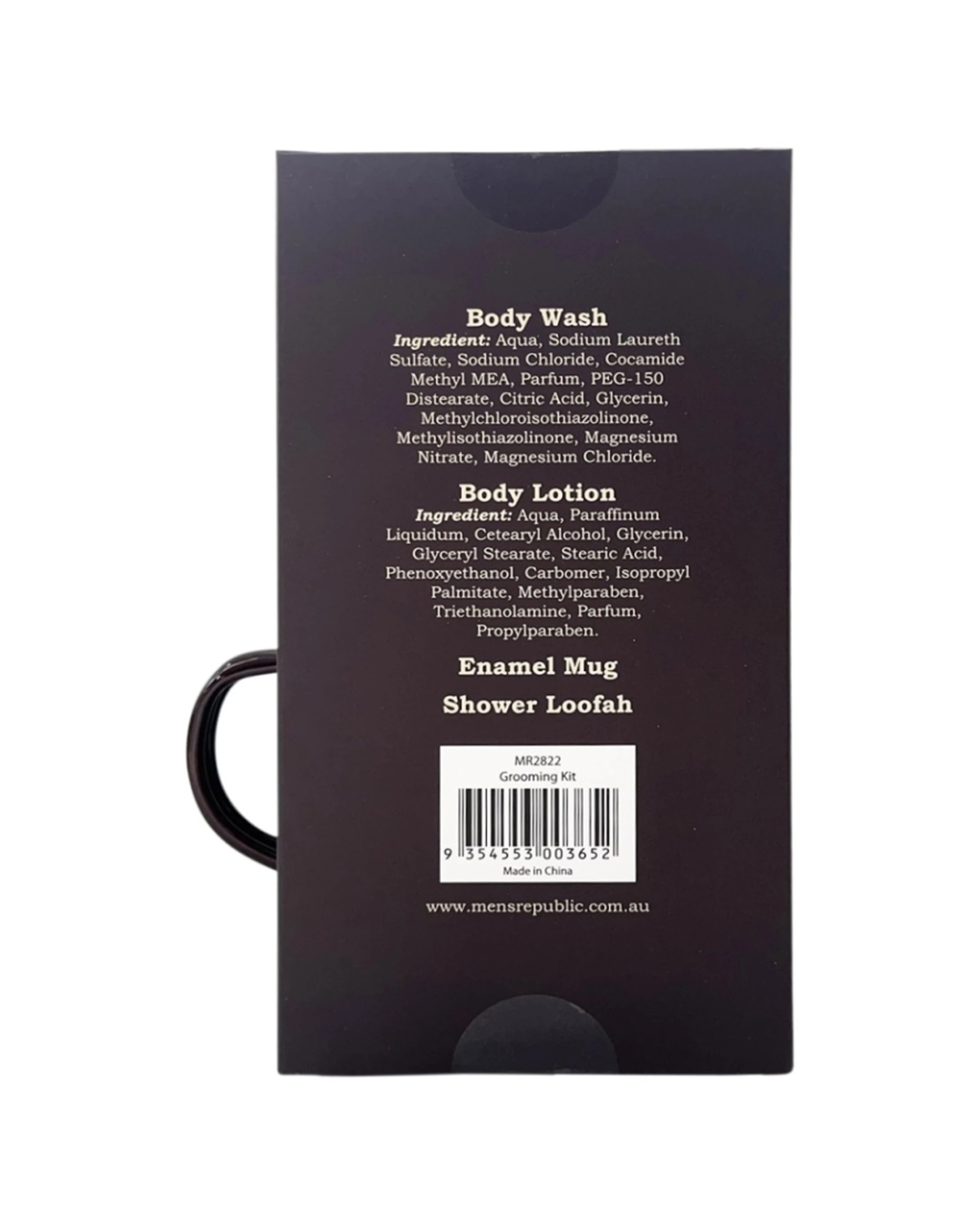 4 Men's Republic 4pc Men's Republic Grooming Set With Mug Body Wash Lotion Shower Loofah Kit - Black, 4 of 7