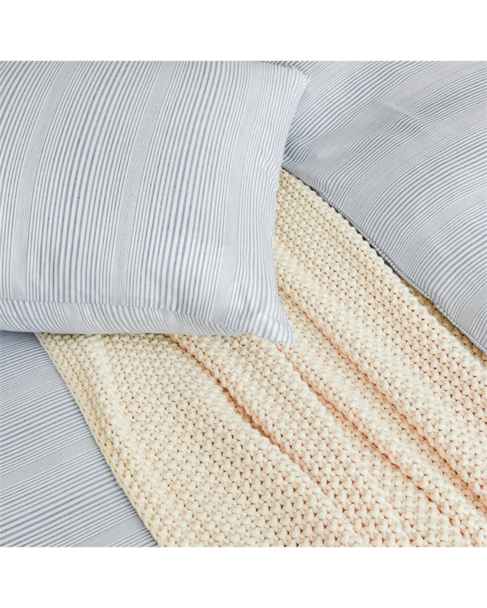 5 Cotton More Bamboo Cotton Stripes Pattern Doona Quilt Cover Set Queen - Blue, 5 of 7