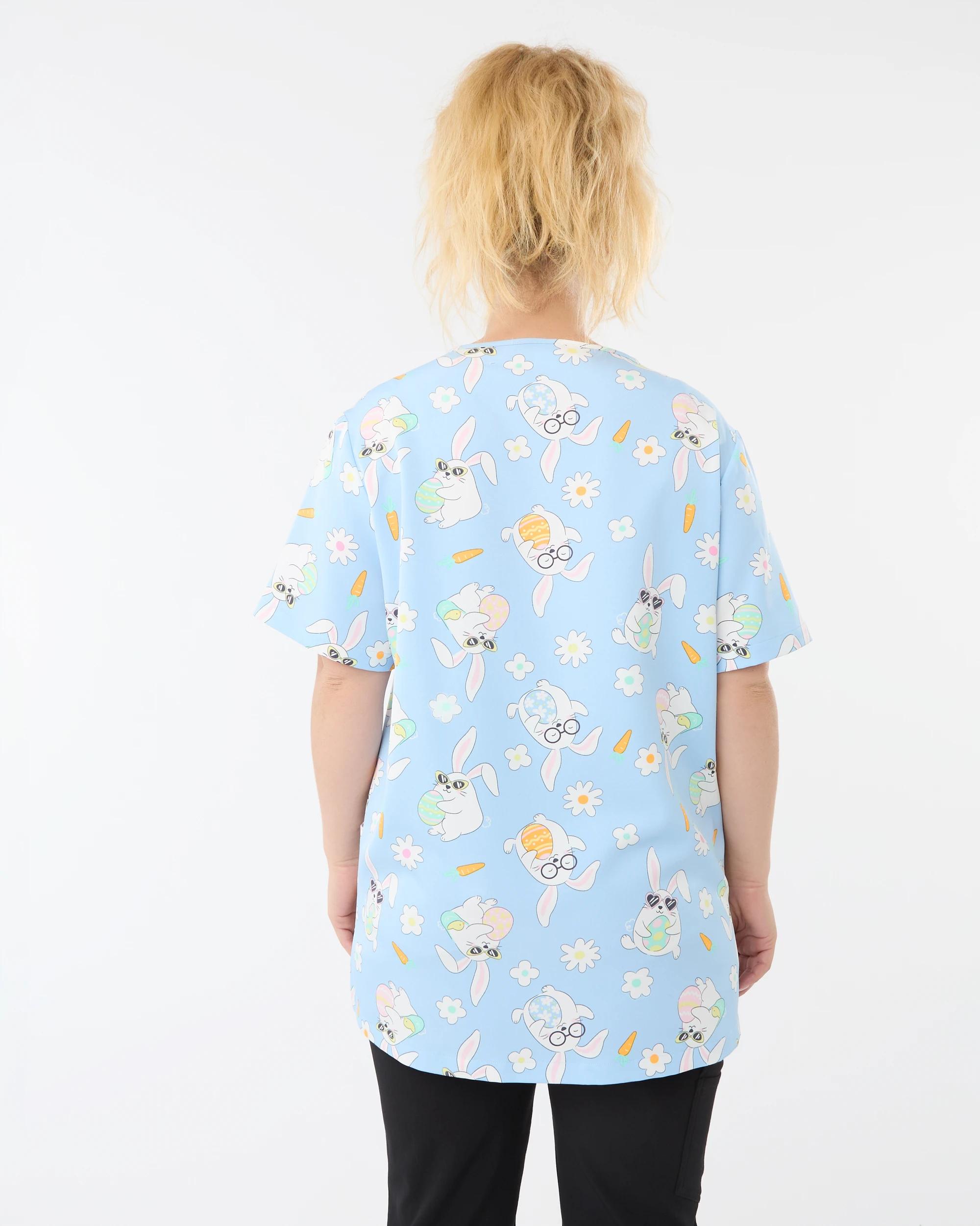 5 Work Short Sleeve Print Scrub Top Blu Easter, 5 of 10