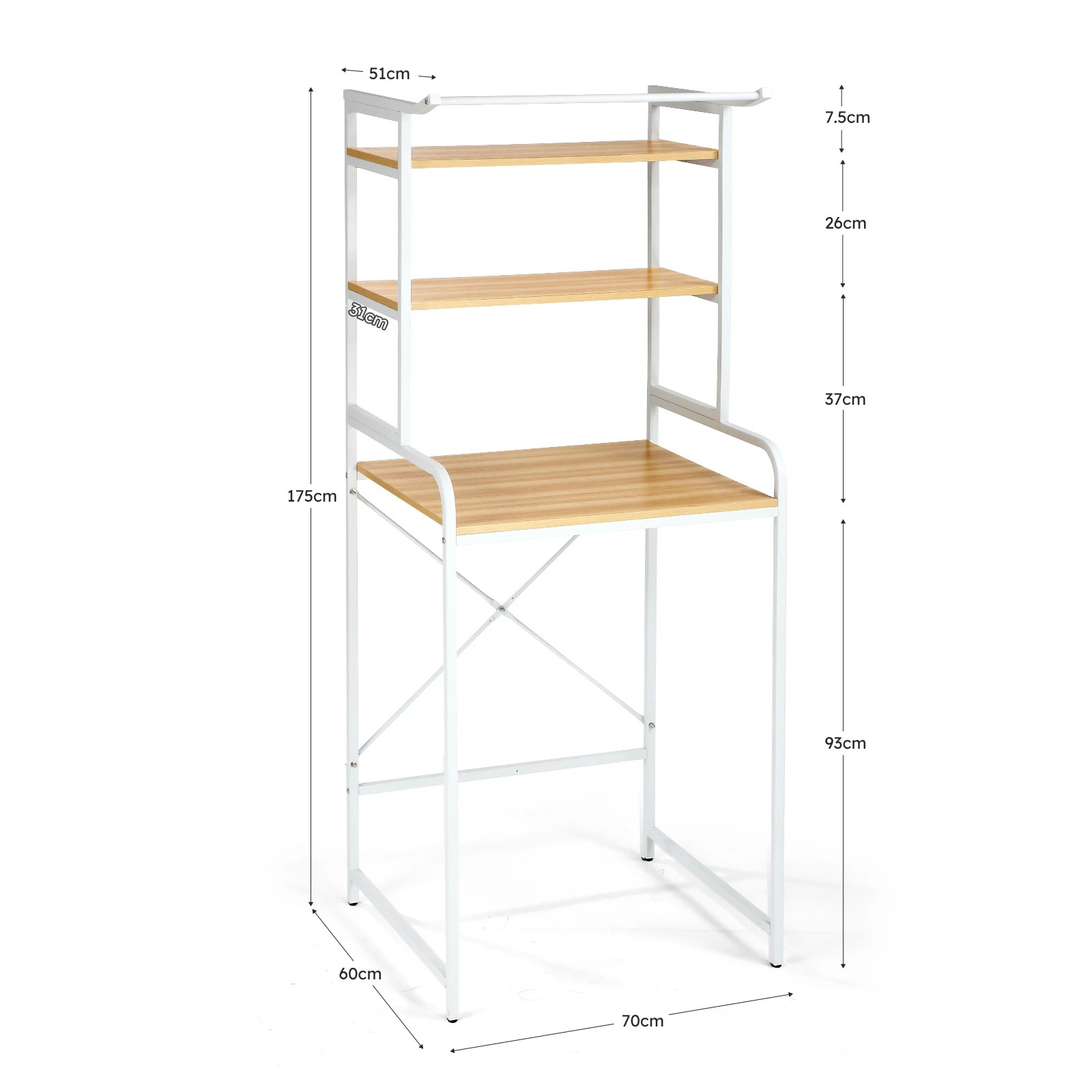 2 LUXSUITE Over Toilet Shelf Rack Bathroom Organiser 3-tier, 2 of 10