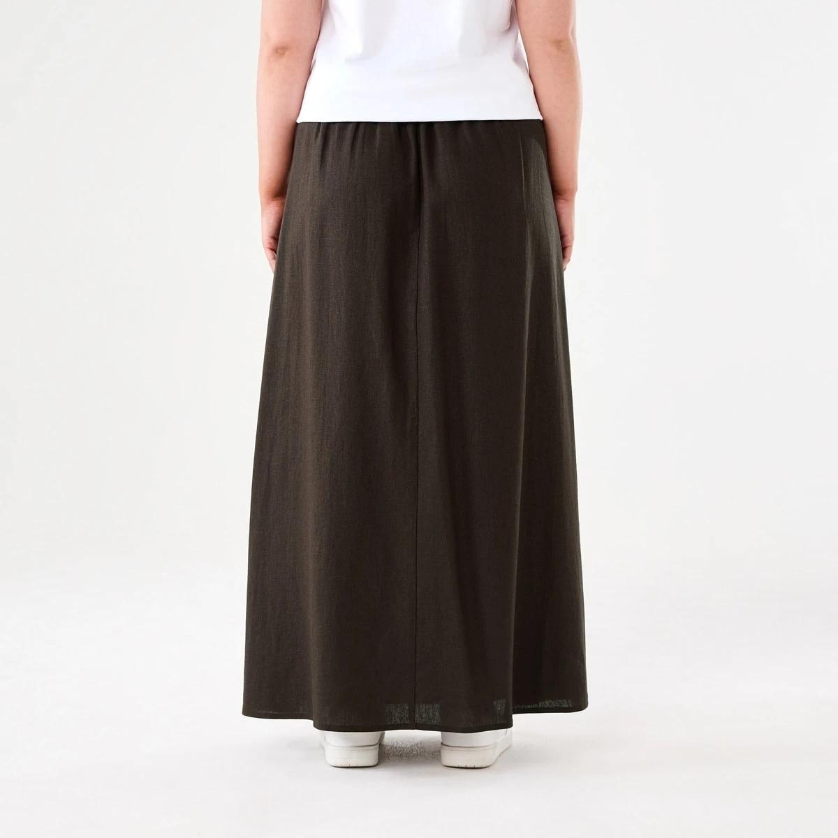 3 Linen Blend Maxi Skirt MELTED CHOCOLATE, 3 of 4