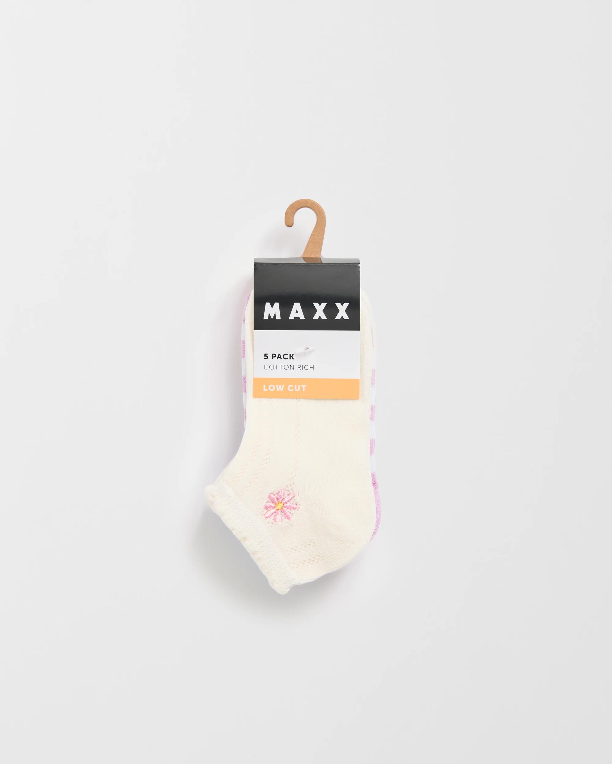 3 Maxx Australian Cotton Blend 5 Pack Low Cut Socks EMBROIDERED ICON, 3 of 3