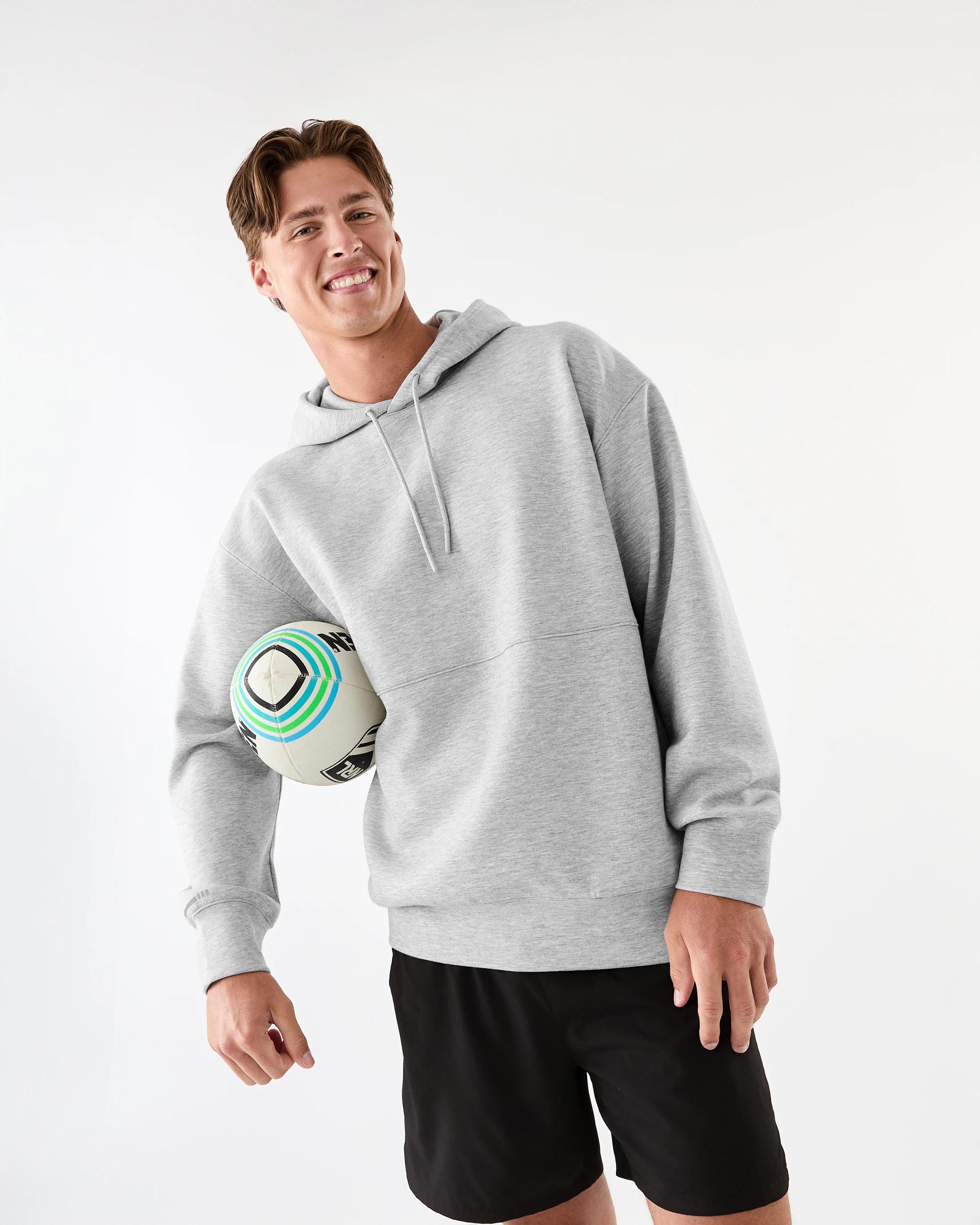 7 Active Mens Relaxed Scuba Hoodie Grey Marle, 7 of 7