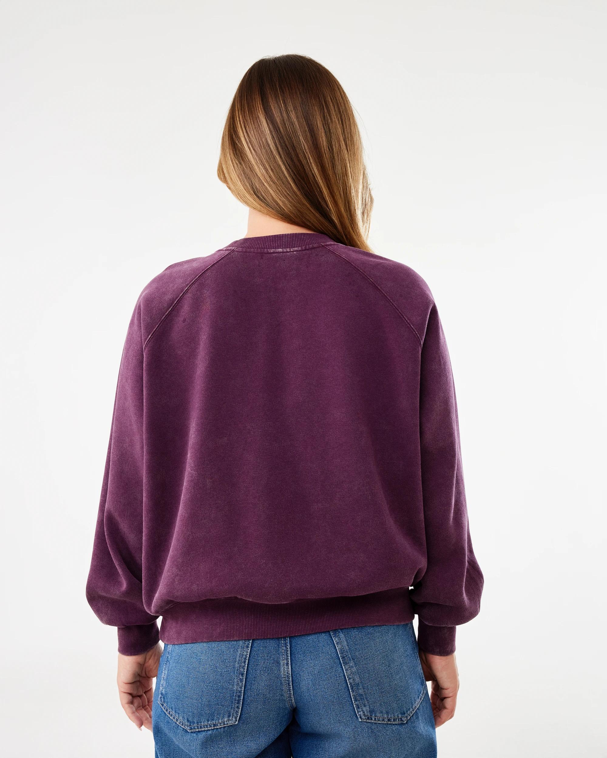 3 Long Sleeve Washed Sweatshirt Drk Mulbry, 3 of 6