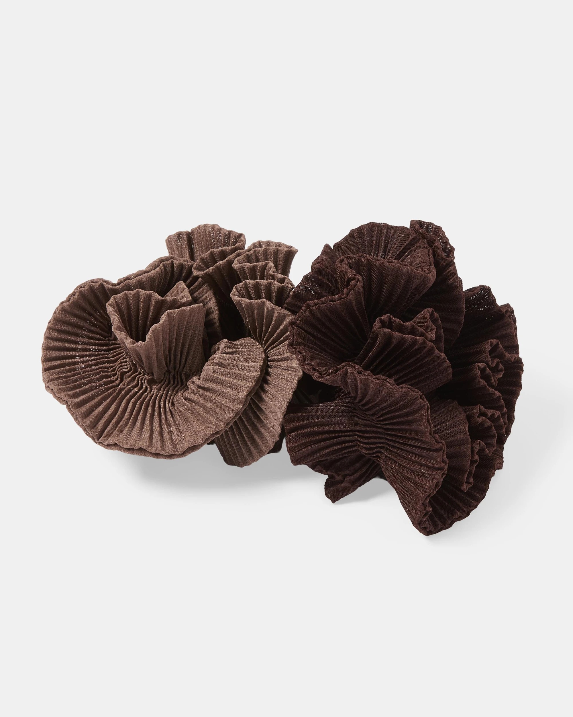 3 2 Pack Pleated Ruffle Scrunchies - Brown, 3 of 5