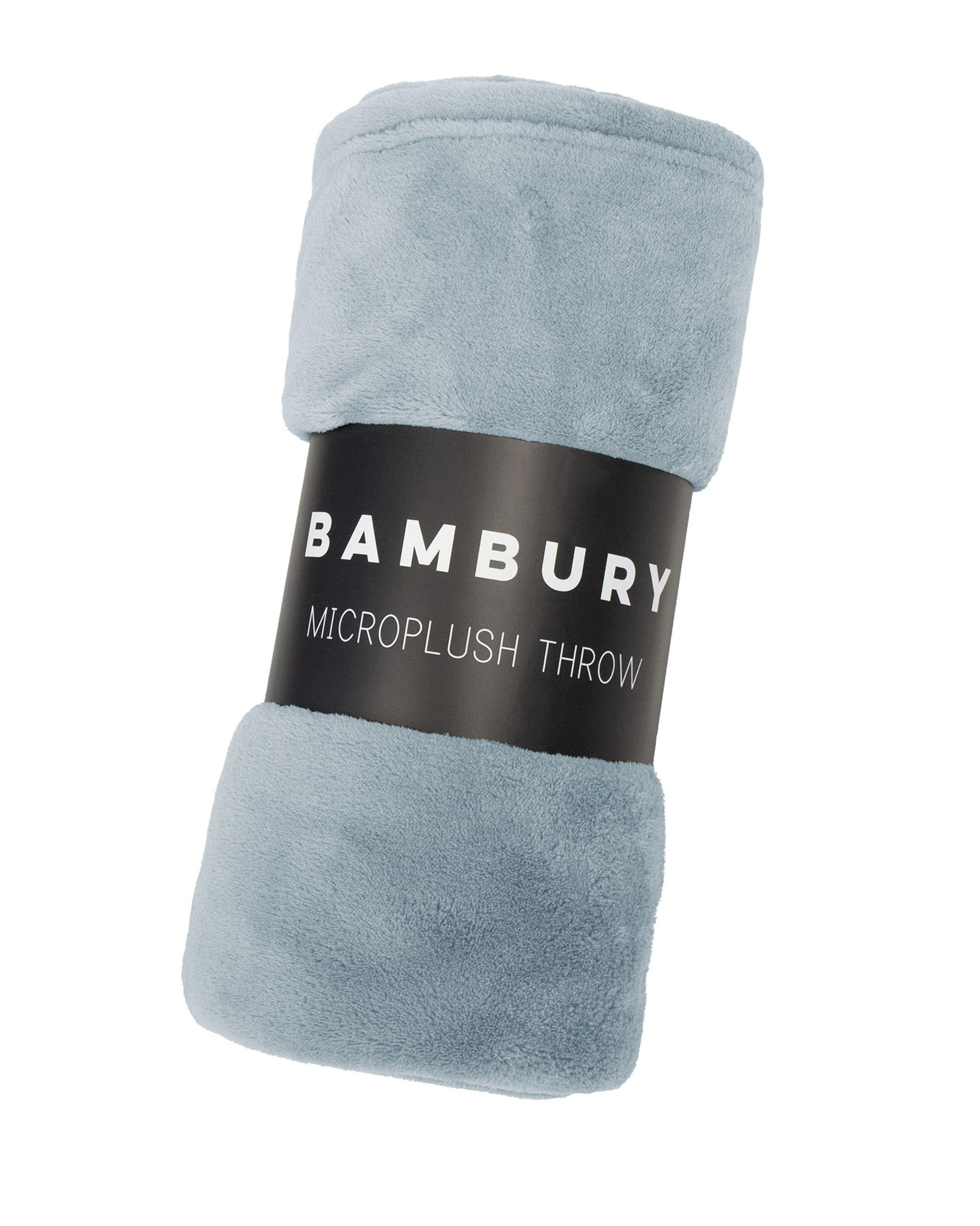 4 Bambury Microplush Soft Cosy Throw Rug Steel - Blue, 4 of 5