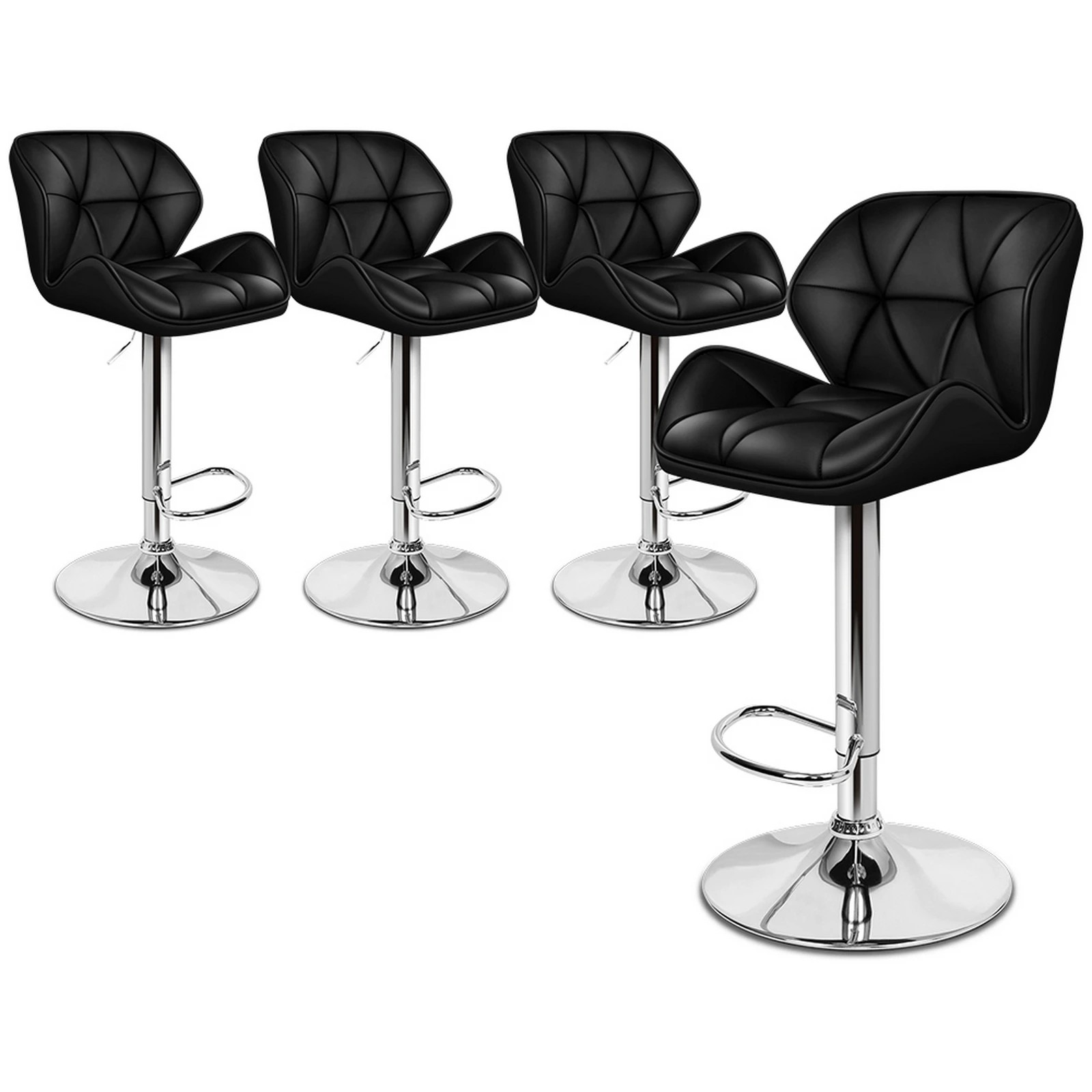 1 Alfordson 4x Bar Stools Willa Kitchen Gas Lift Swivel Chair Leather - Black, 1 of 9